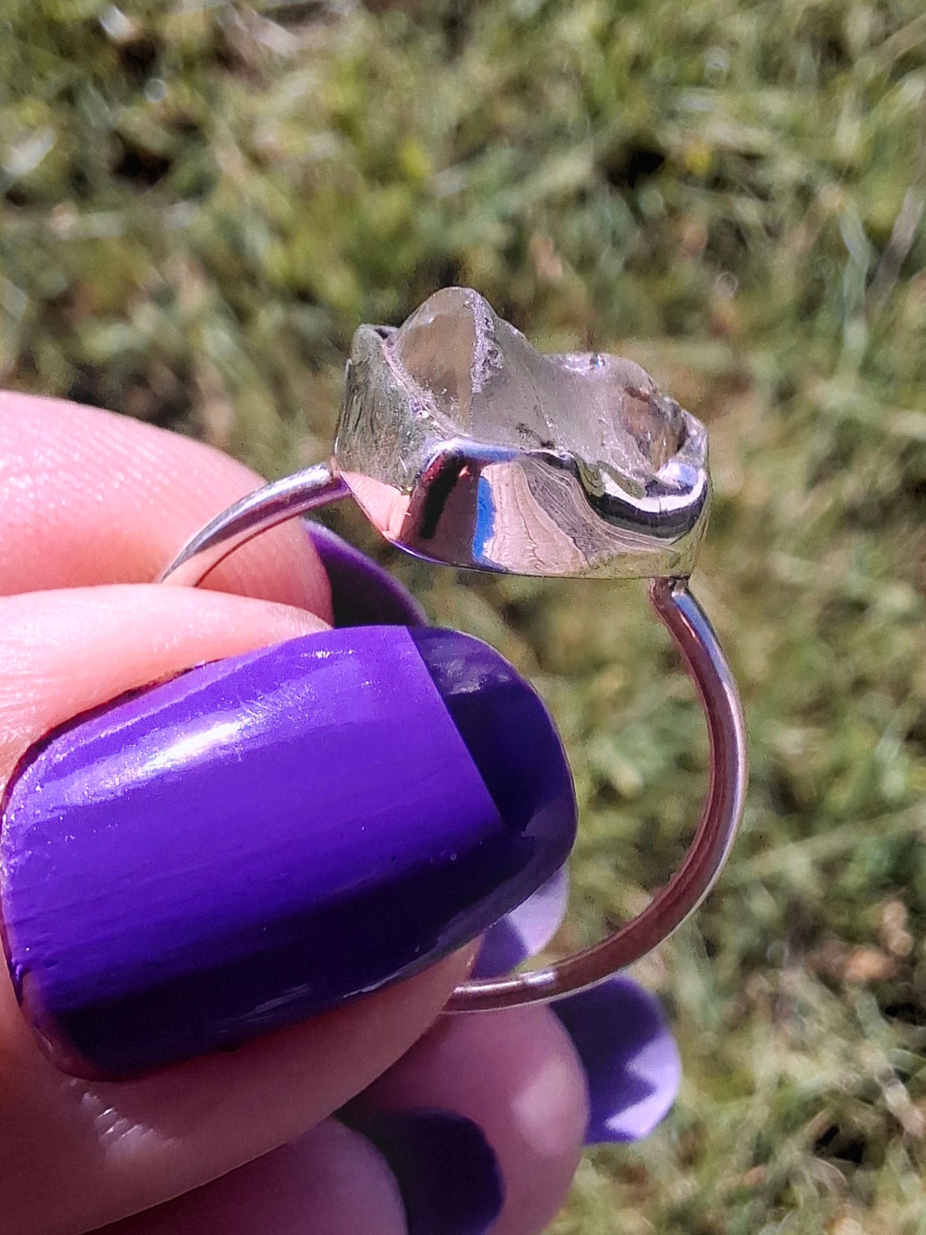 Libyan Desert Glass Ring, size U, 925 Silver, Tektite (Ref: LR52)