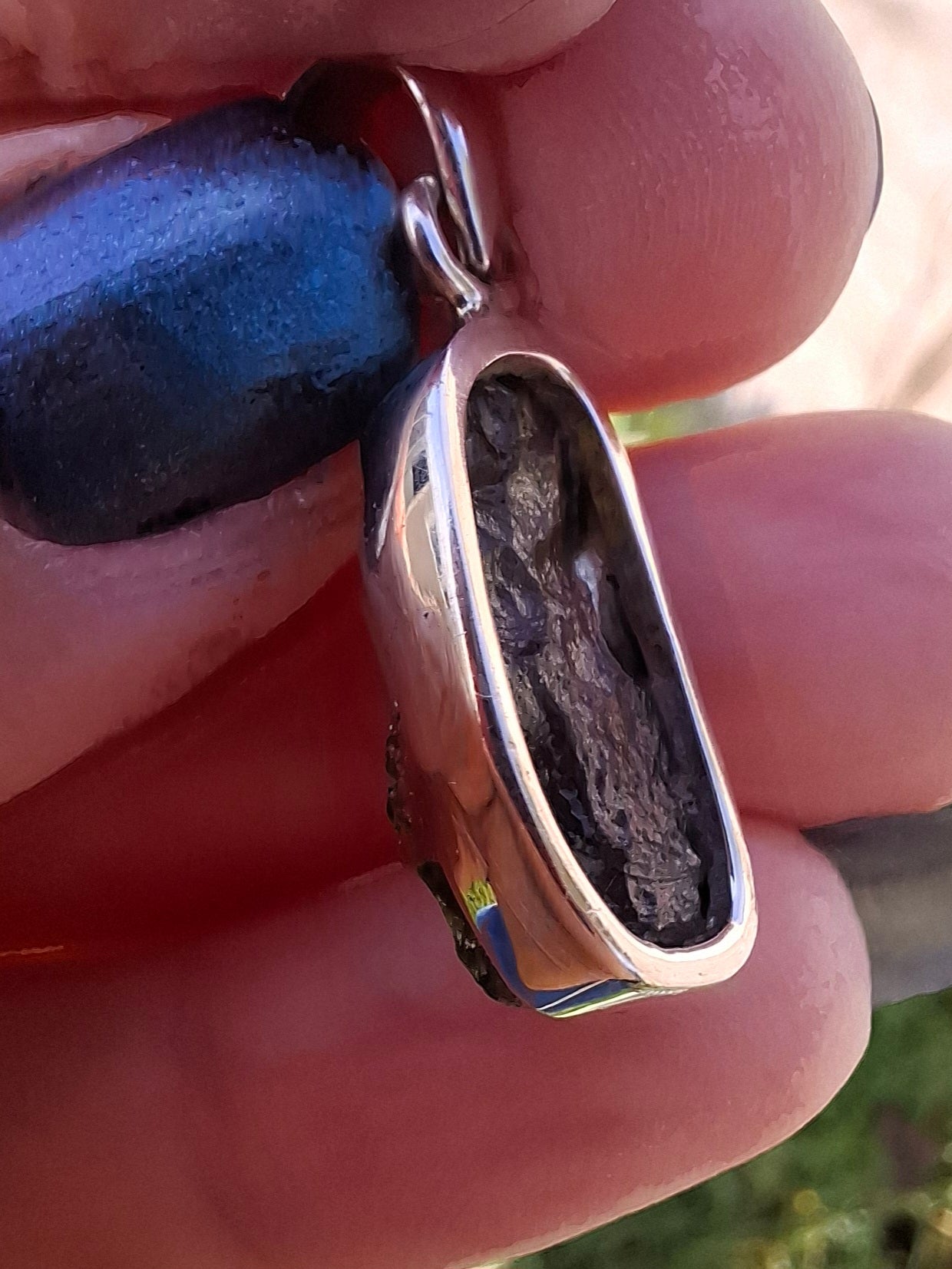 Moldavite Pendant, 925 Silver, Tektite (Ref: P16)