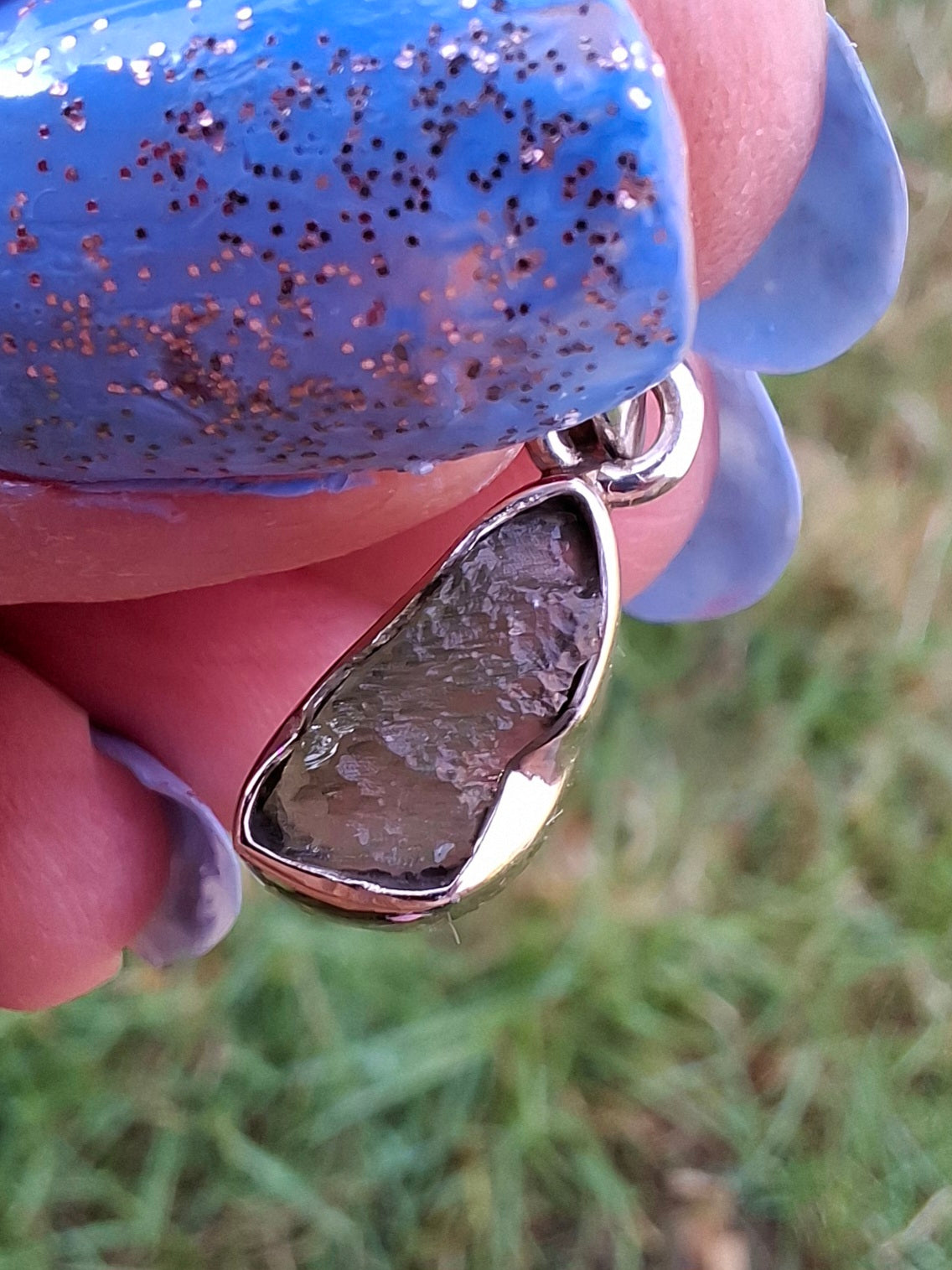 Moldavite Pendant, 925 Silver, Tektite (Ref: P46)