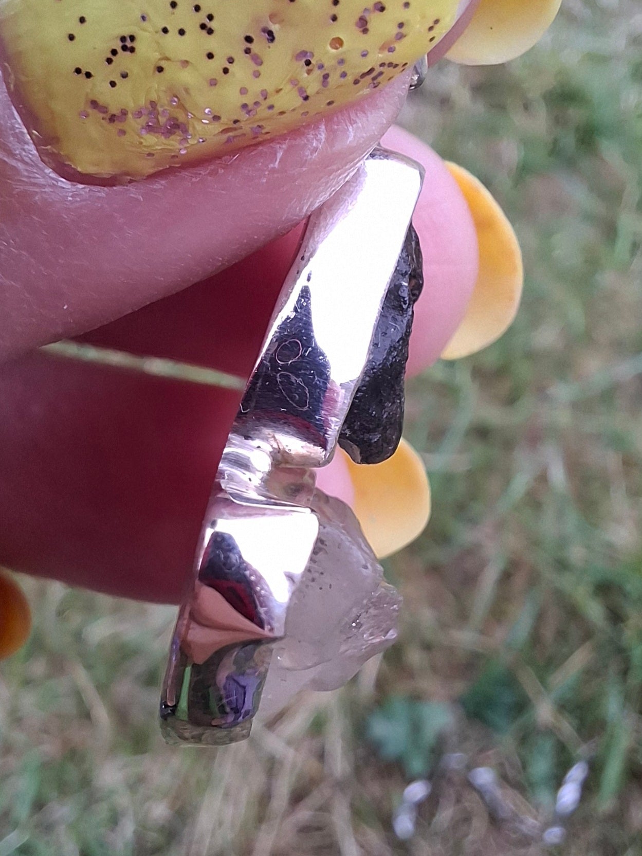 Moldavite & Libyan Desert Glass Pendant, 925 Silver, Tektite (Ref: MLP18)