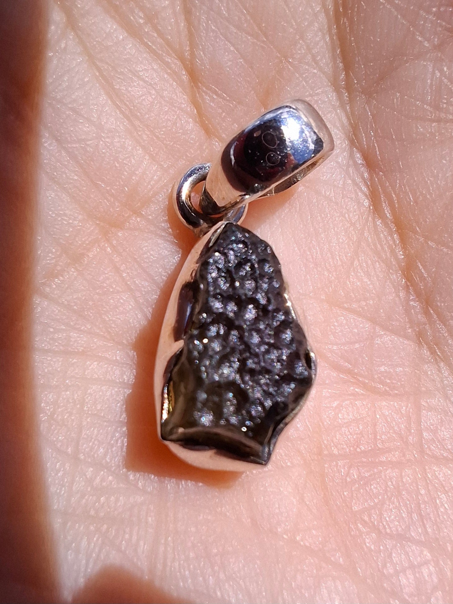 Moldavite Pendant, 925 Silver, Tektite (Ref: P71)