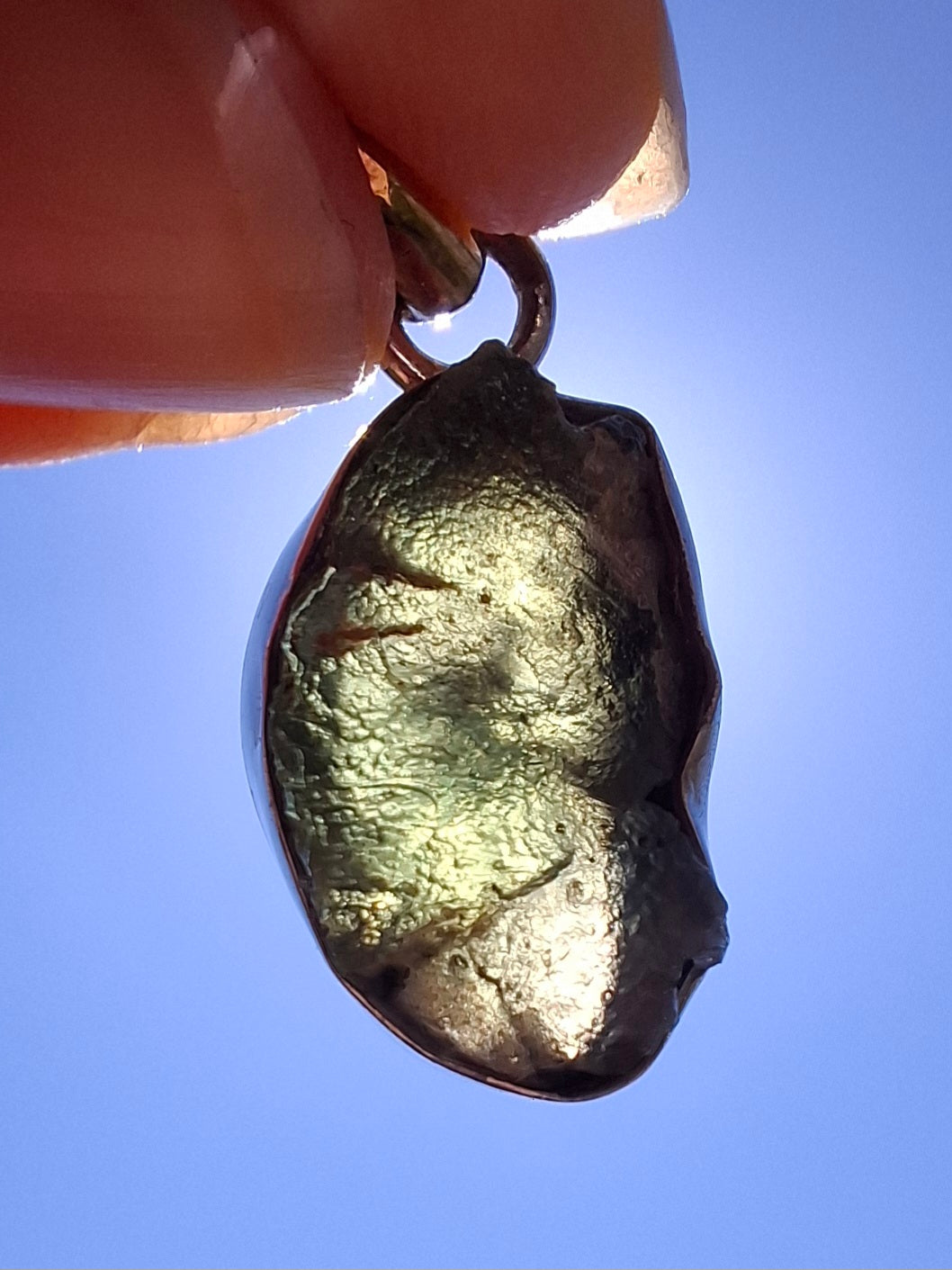 Moldavite PENDANT, 925 Silver, Tektite (Ref: P1)