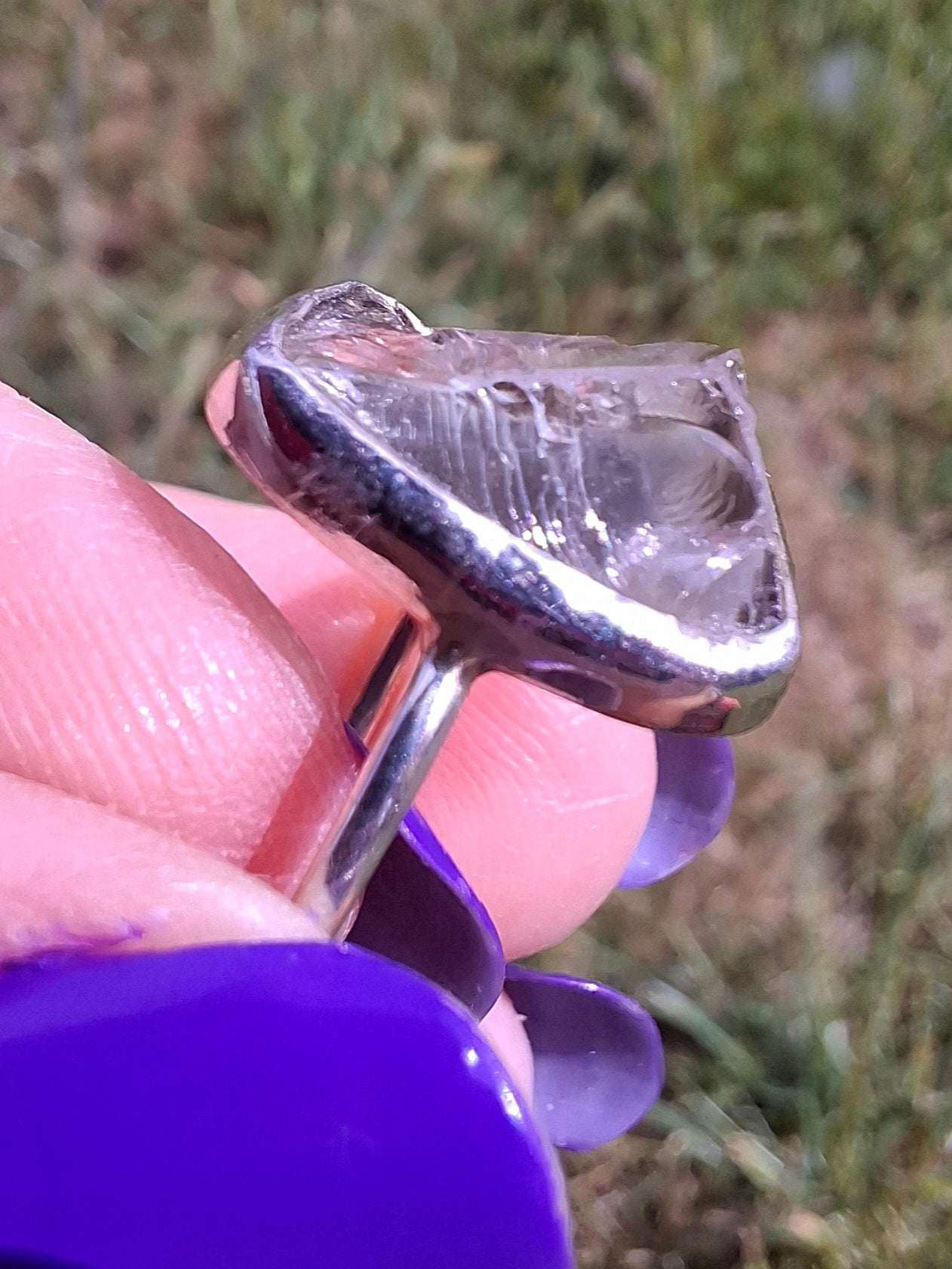 Libyan Desert Glass Ring, size large P, 925 Silver, Tektite (Ref: LR30)