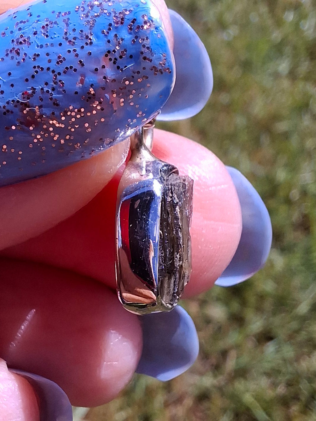 Moldavite Pendant, 925 Silver, Tektite (Ref: P91)