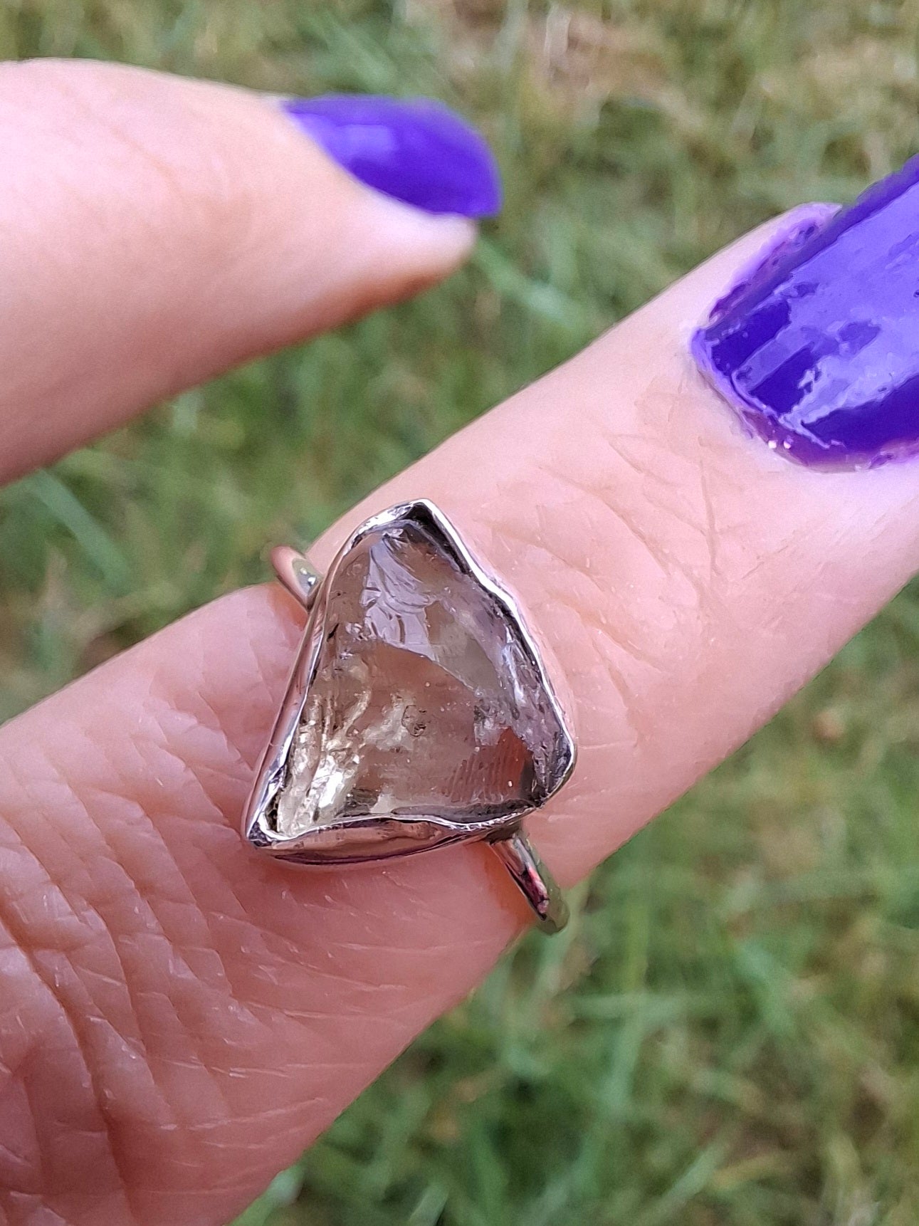 Libyan Desert Glass Ring, size large G, 925 Silver, Tektite (Ref: LR2)