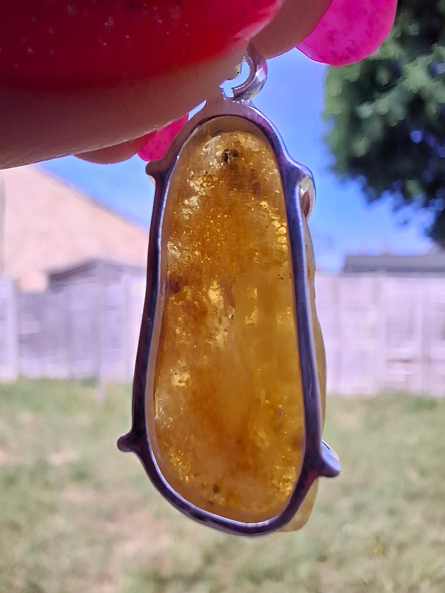 Baltic Amber Pendant, 925 Silver, Fossil (Ref: AP2)