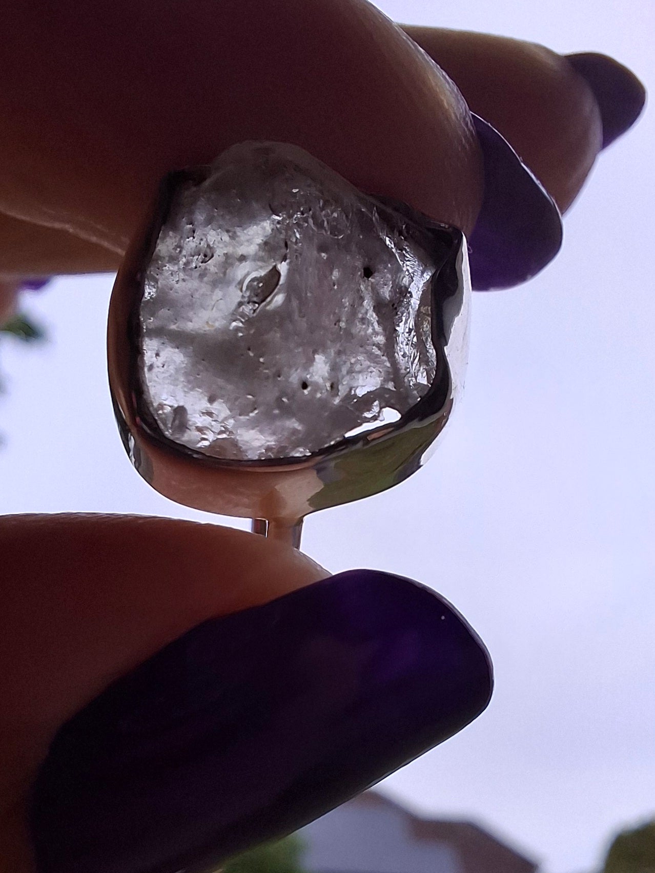 Libyan Desert Glass Ring, size P, 925 Silver, Tektite (Ref: LR27)