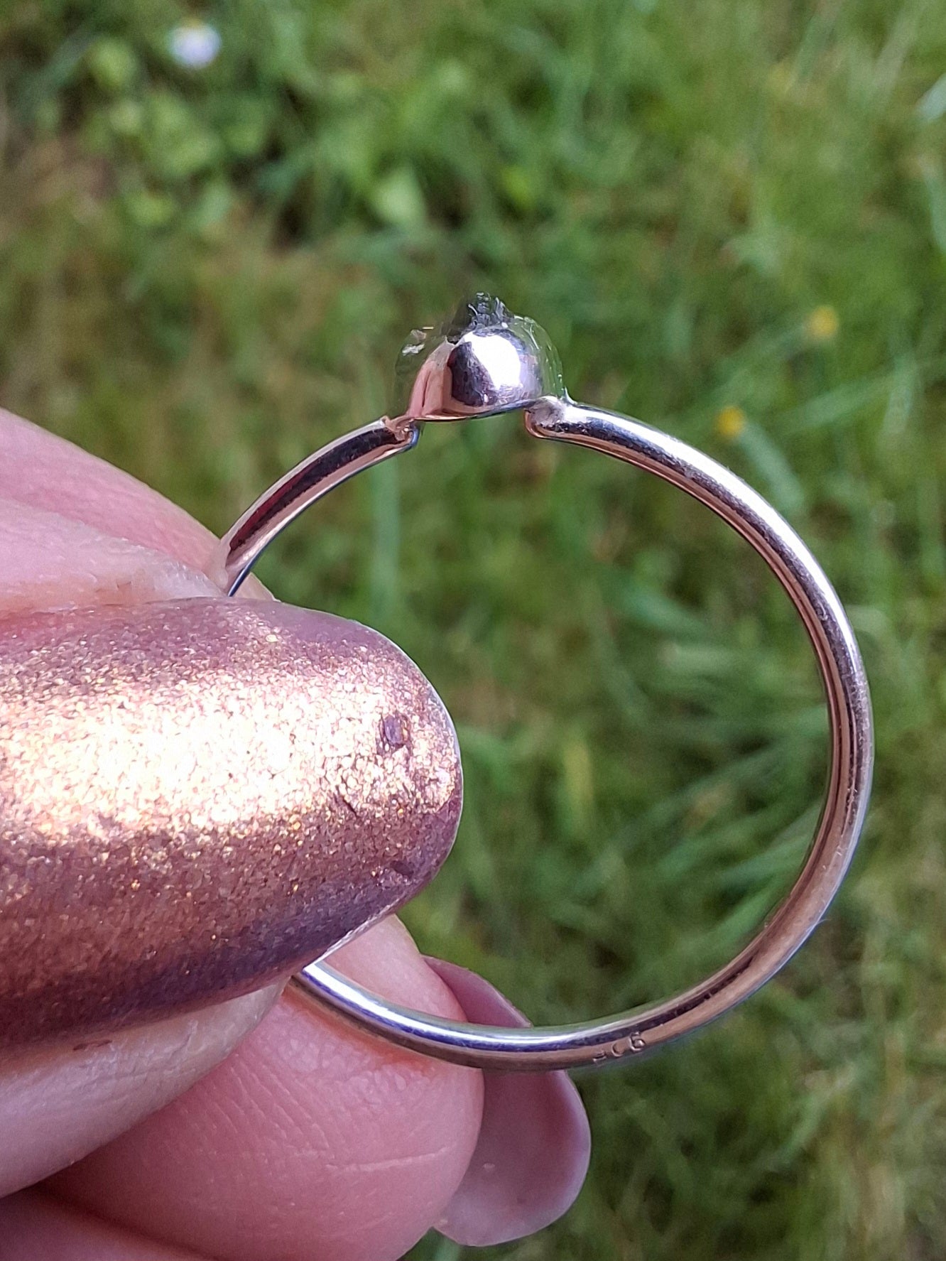 Moldavite Ring, size large R/small S, 925 Silver, Tektite (Ref: R54)