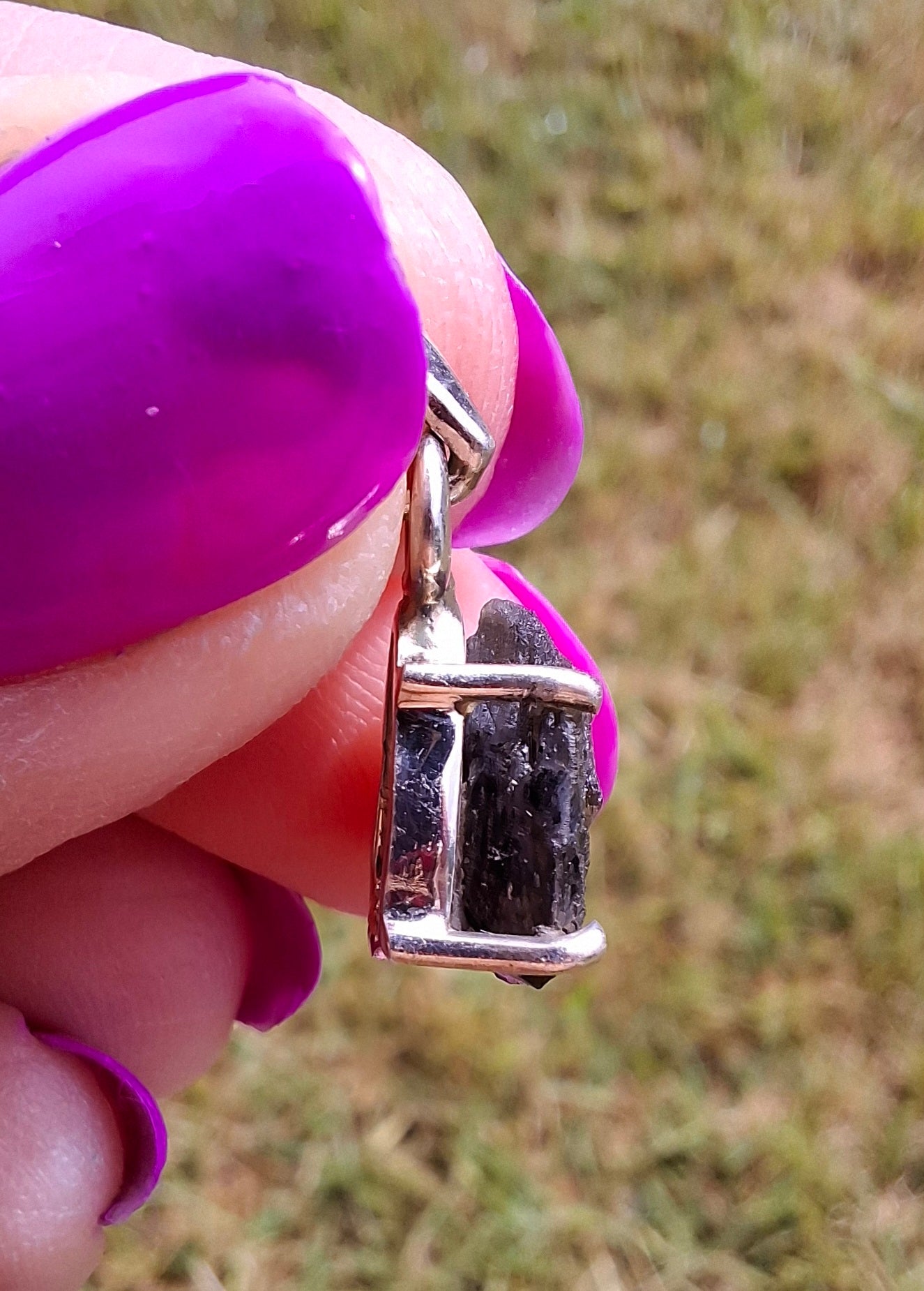 Moldavite Claw Pendant, 925 Silver, Tektite (Ref: P18)