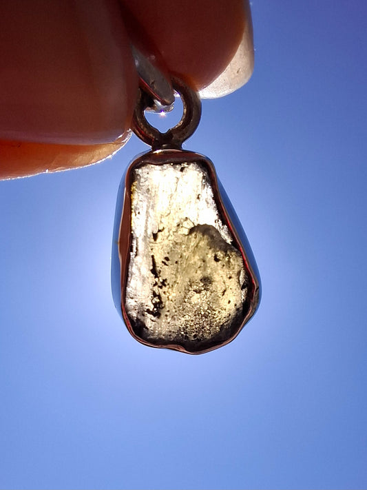 Moldavite Pendant, 925 Silver, Tektite (Ref: P6)