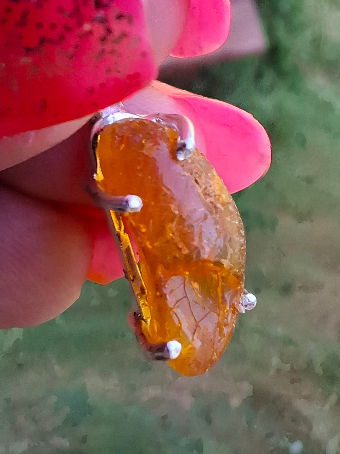 Baltic Amber Pendant, 925 Silver, Fossil (Ref: AP21)