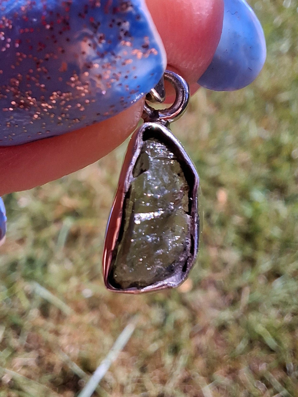 Moldavite Piece, 925 Silver, Tektite (Ref: P90)