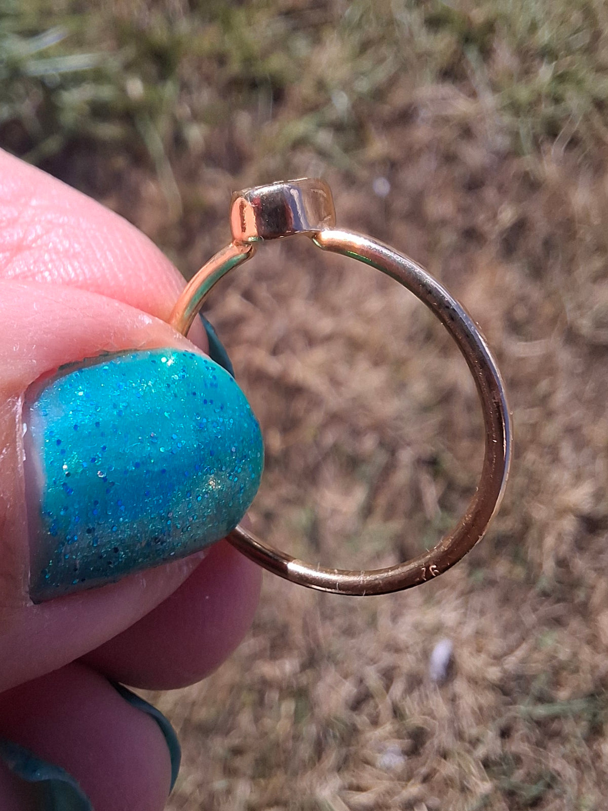 Moldavite Ring,14K GOLD Plated, size large O, Tektite (Ref: R344)