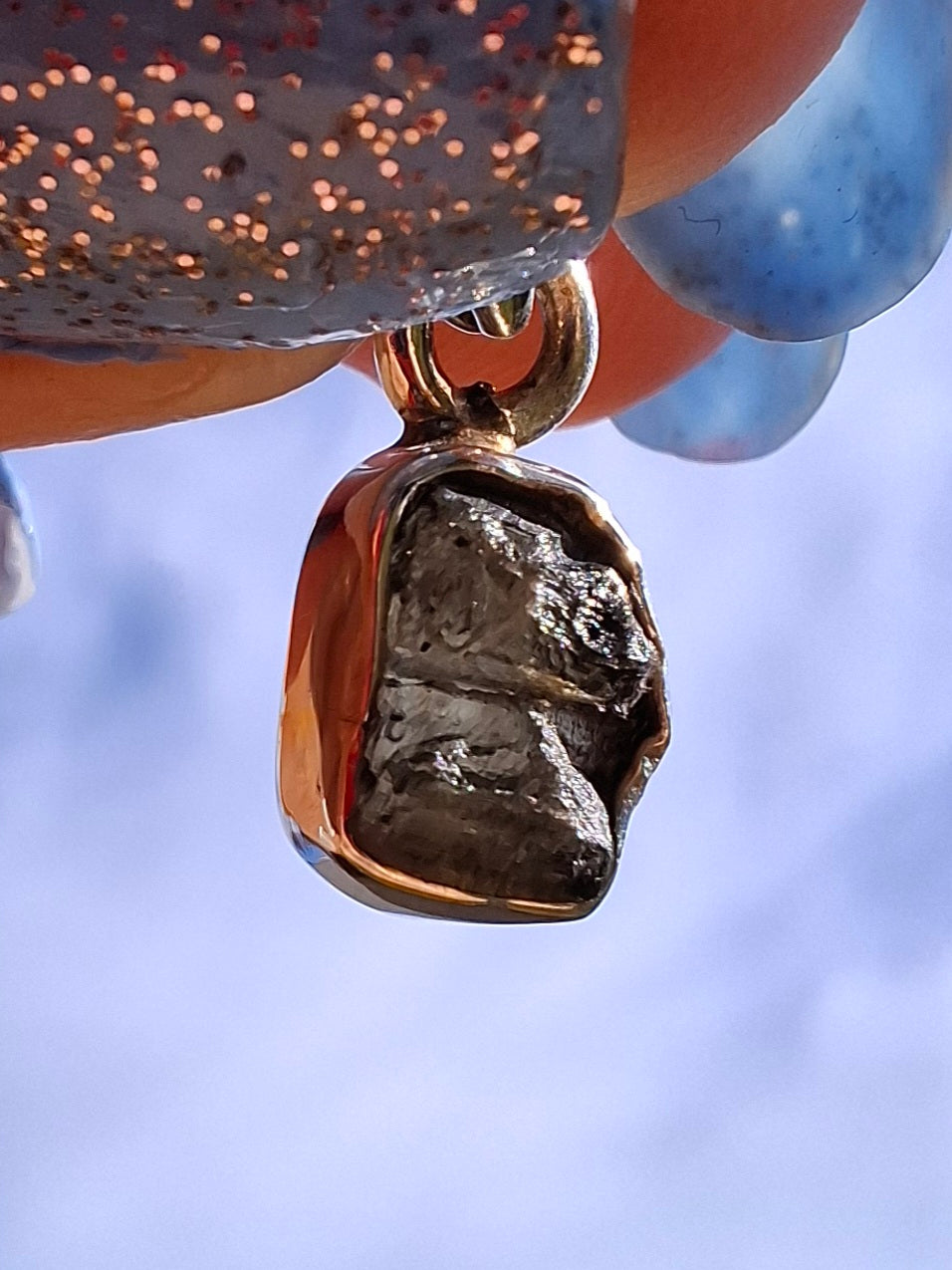Moldavite Pendant, 925 Silver, Tektite (Ref: P44)