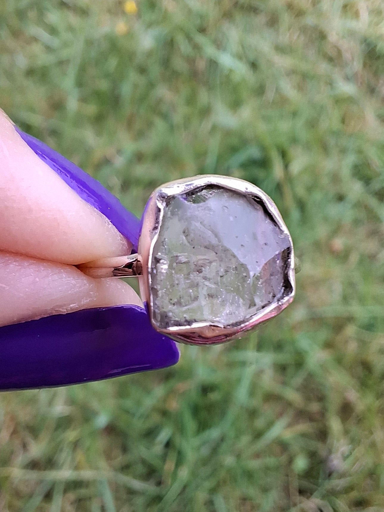 Libyan Desert Glass Ring, size large G/small H, 925 Silver, Tektite (Ref: LR5)