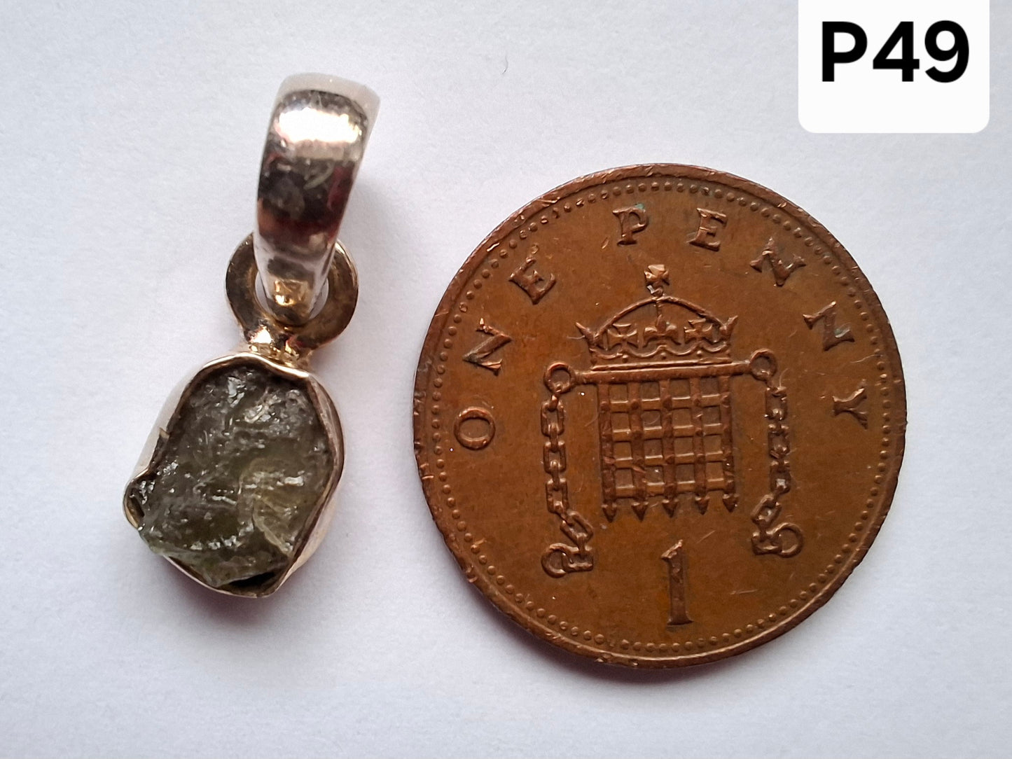 Moldavite Pendant, 925 Silver, Tektite (Ref: P49)