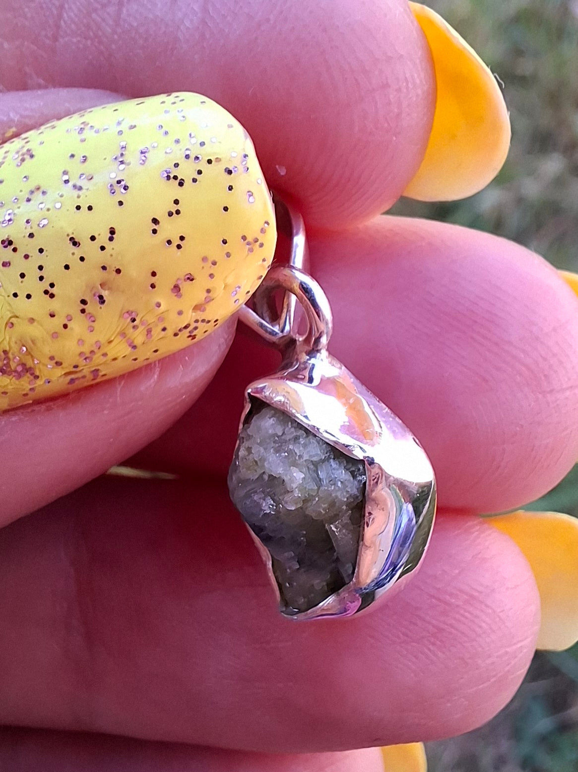 Green Tourmaline Pendant, 925 Silver, Crystal (Ref: GT1)