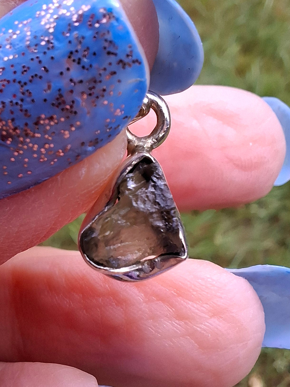 Moldavite Pendant, 925 Silver, Tektite (Ref: P68)