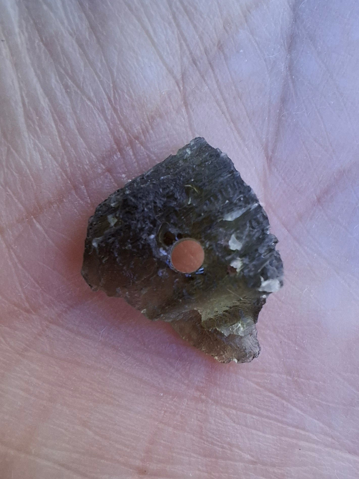 DRILLED, Moldavite Piece, 1.13g, Tektite (Ref: D7)