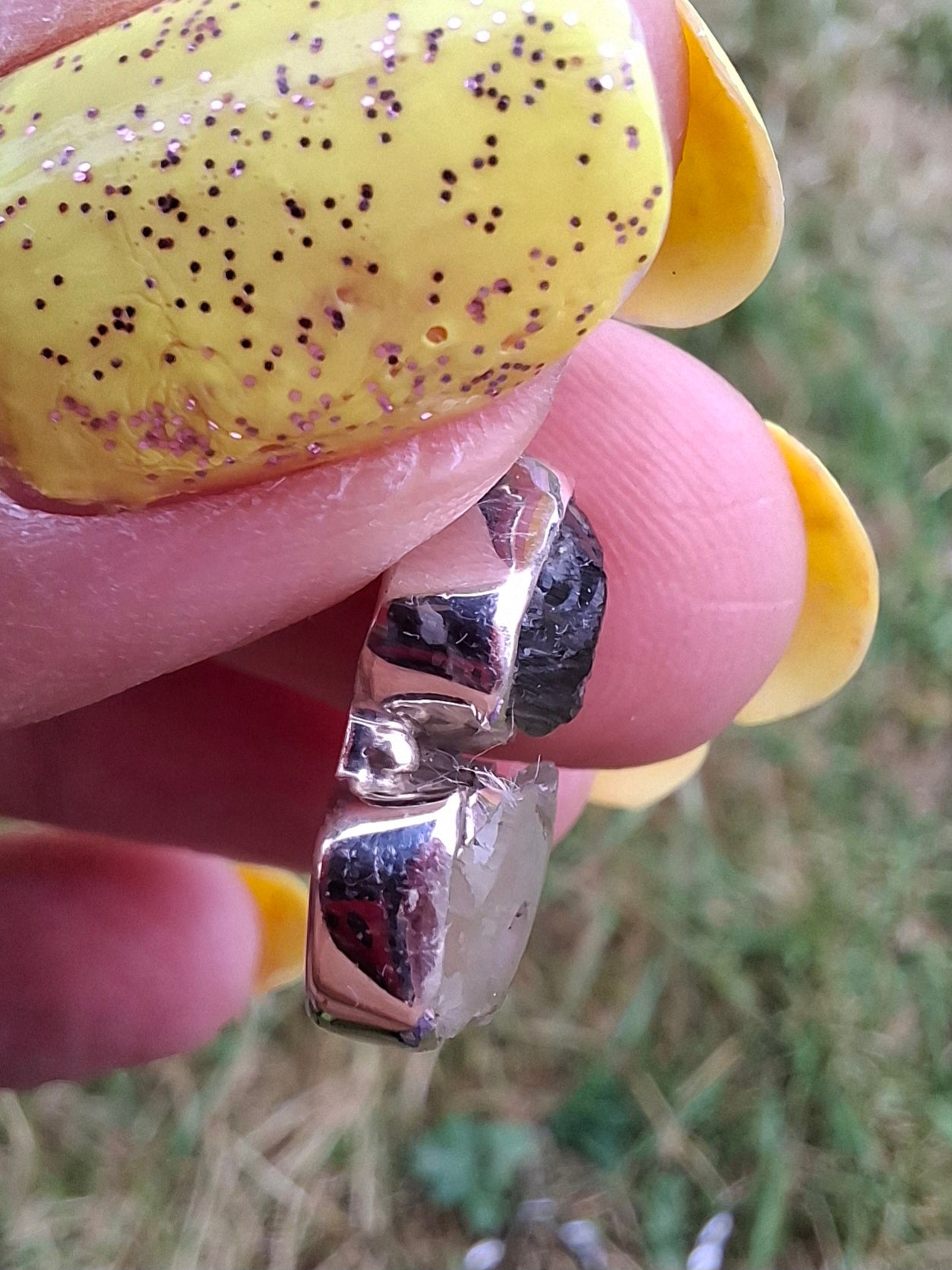 Moldavite & Libyan Desert Glass Pendant, 925 Silver, Tektite (Ref: MLP11)