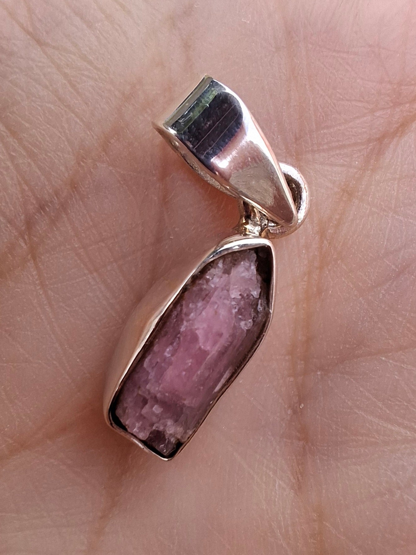Pink Tourmaline Pendant, 925 Silver, Crystal (Ref: PT54)