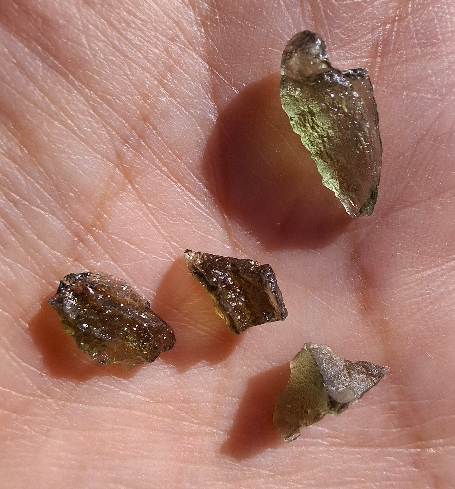 Moldavite chip Bundle, 1g, 4 pcs, Tektite (MB45)