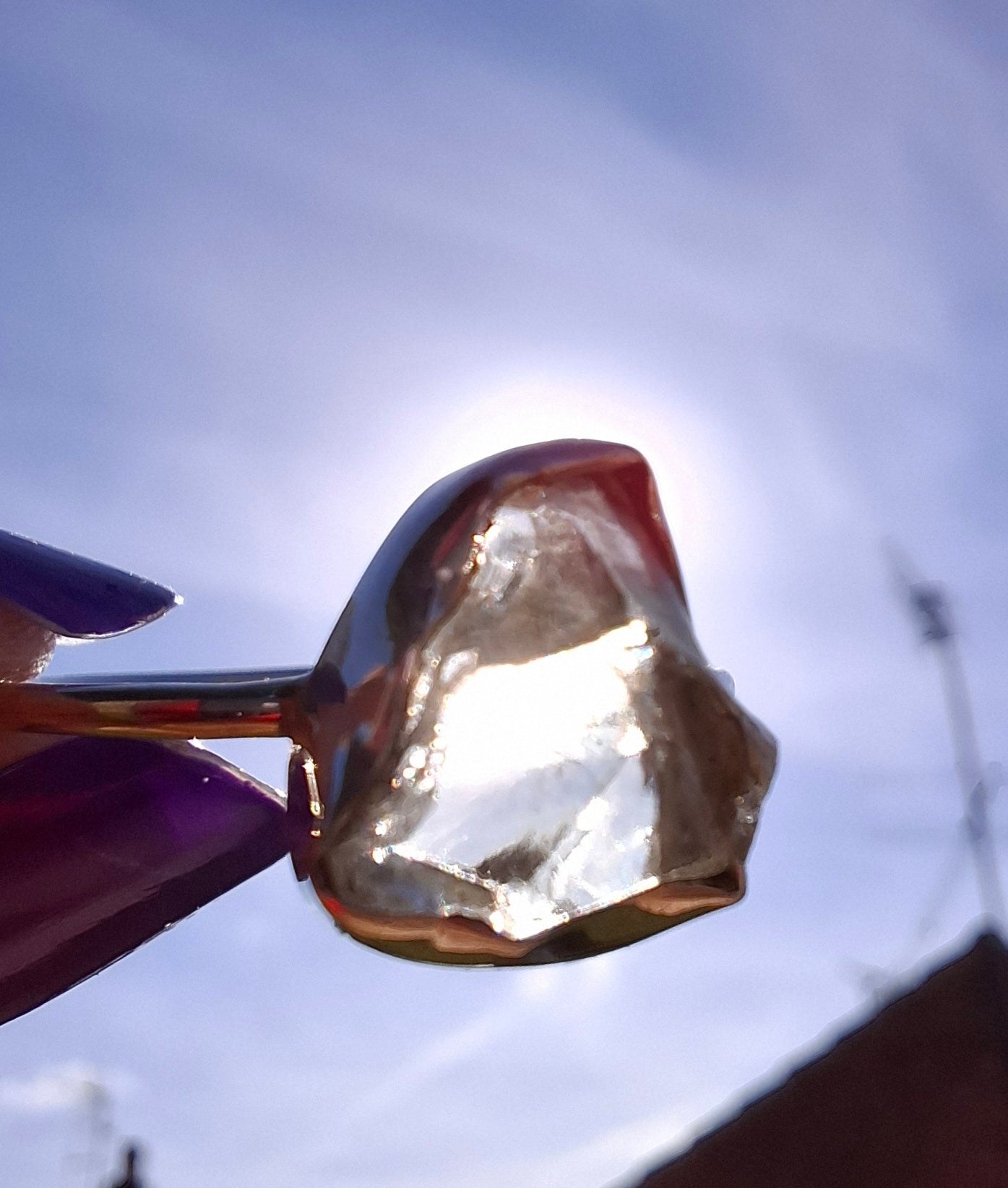 Libyan Desert Glass Ring, size large V, 925 Silver, Tektite (Ref: LR56)