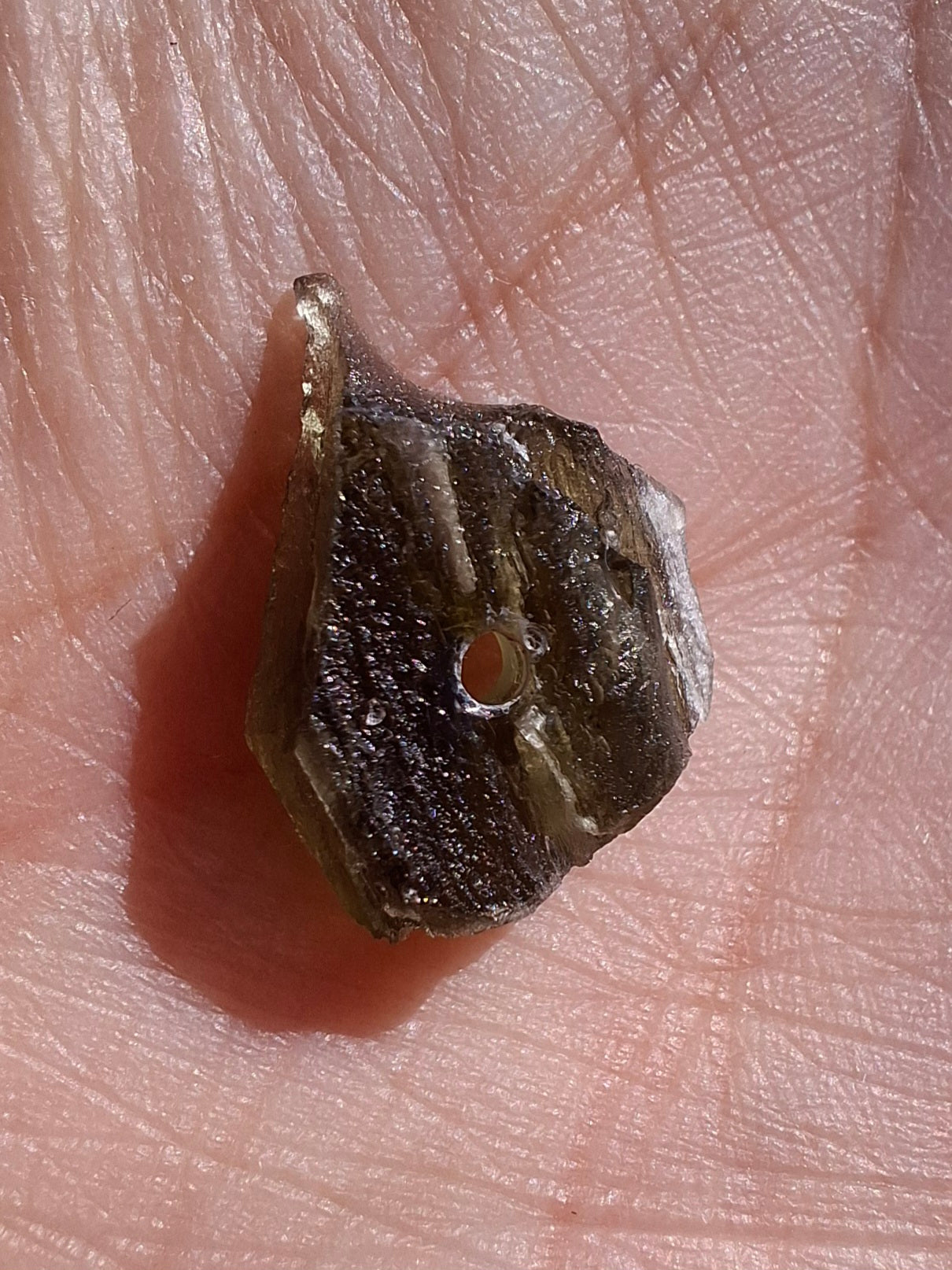 DRILLED, Moldavite Piece, 1.07g, Tektite (Ref: D15)