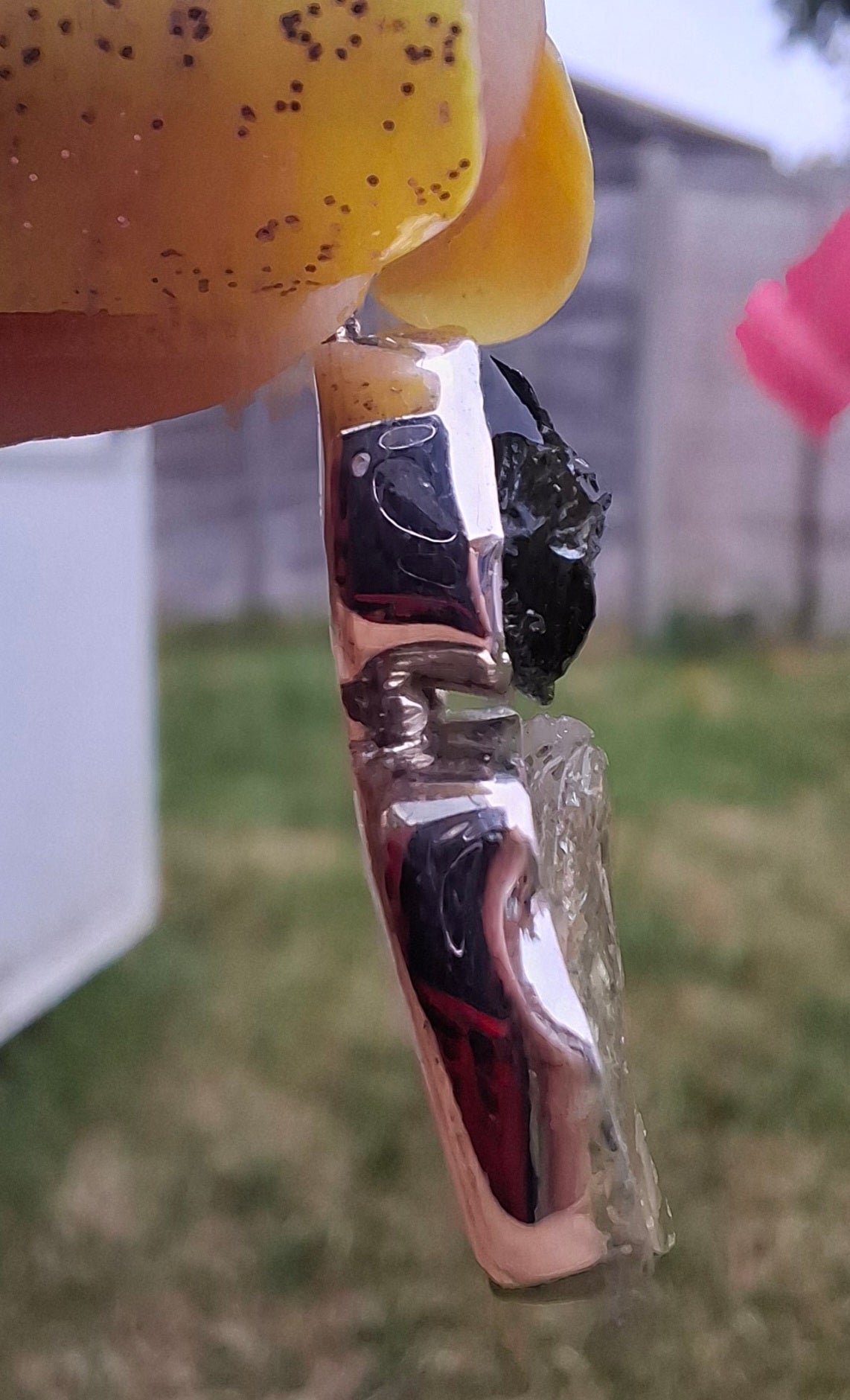 Moldavite & Libyan Desert Glass Pendant, 925 Silver, Tektite (Ref: MLP14)