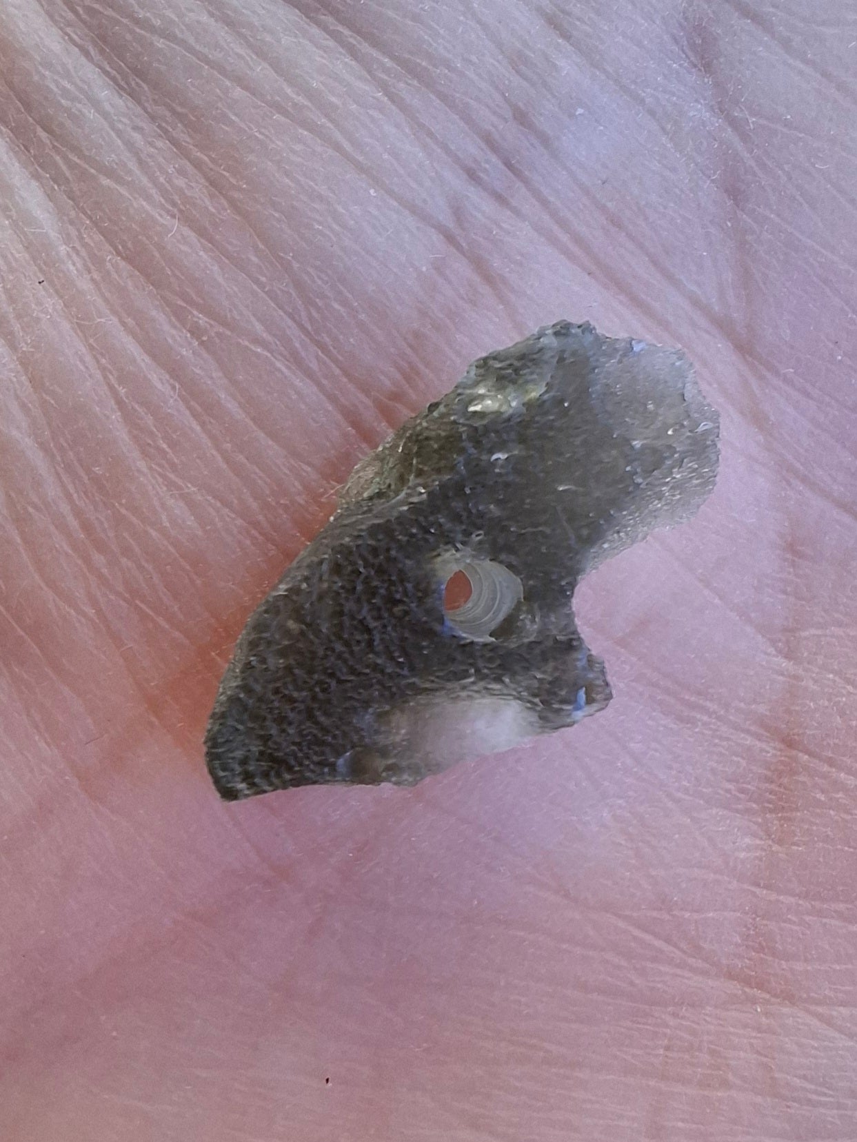 DRILLED, Moldavite Piece, 1.07g, Tektite (Ref: D17)