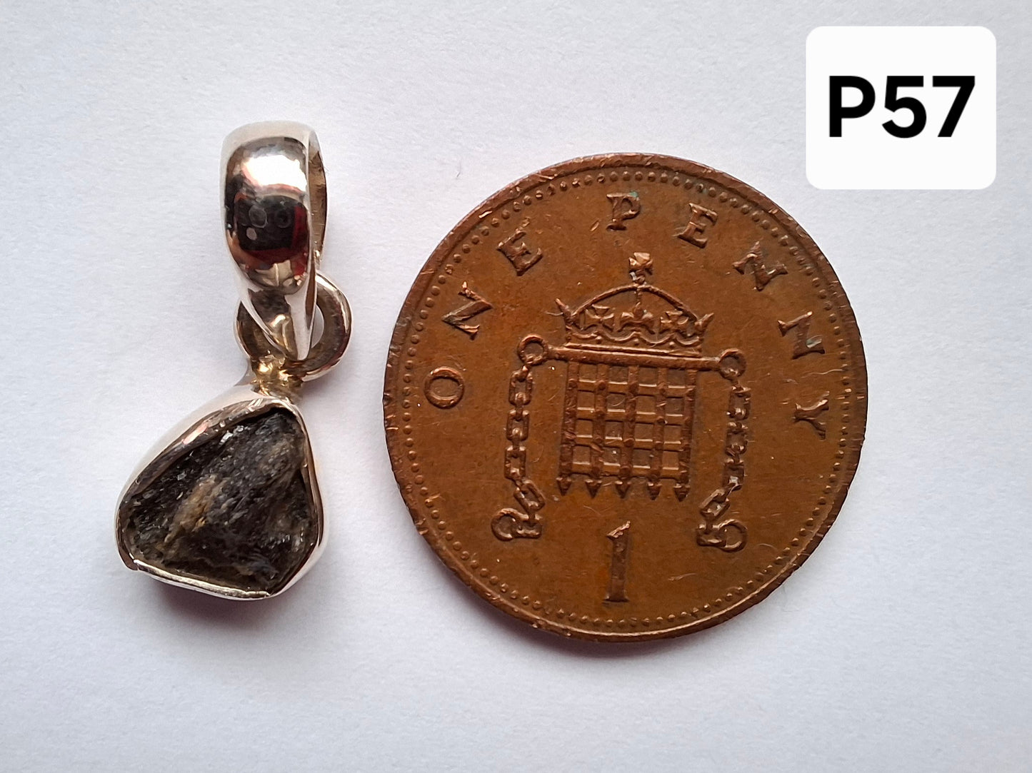 Moldavite Pendant, 925 Silver, Tektite (Ref: P57)