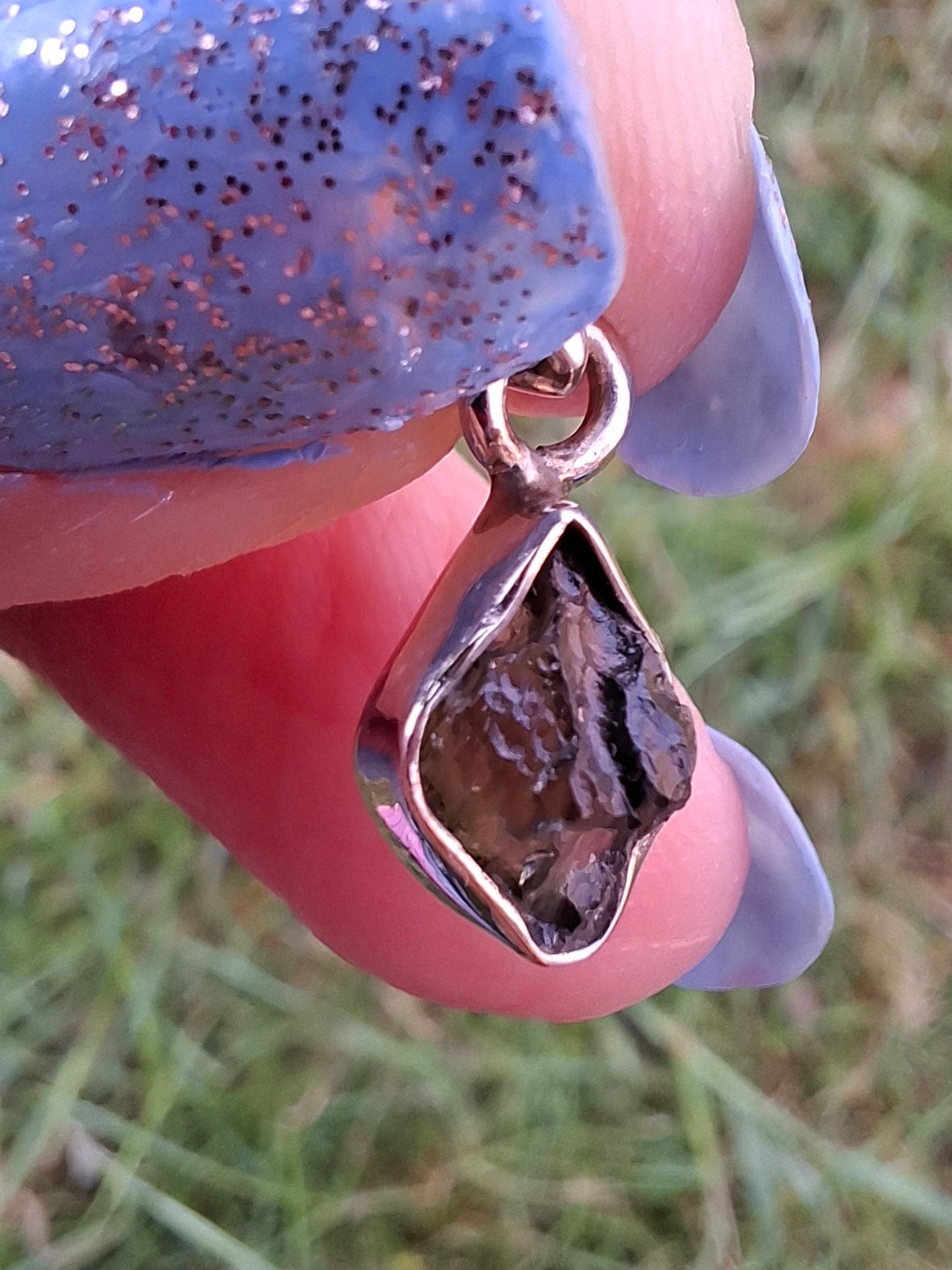 Moldavite Pendant, 925 Silver, Tektite (Ref: P45)