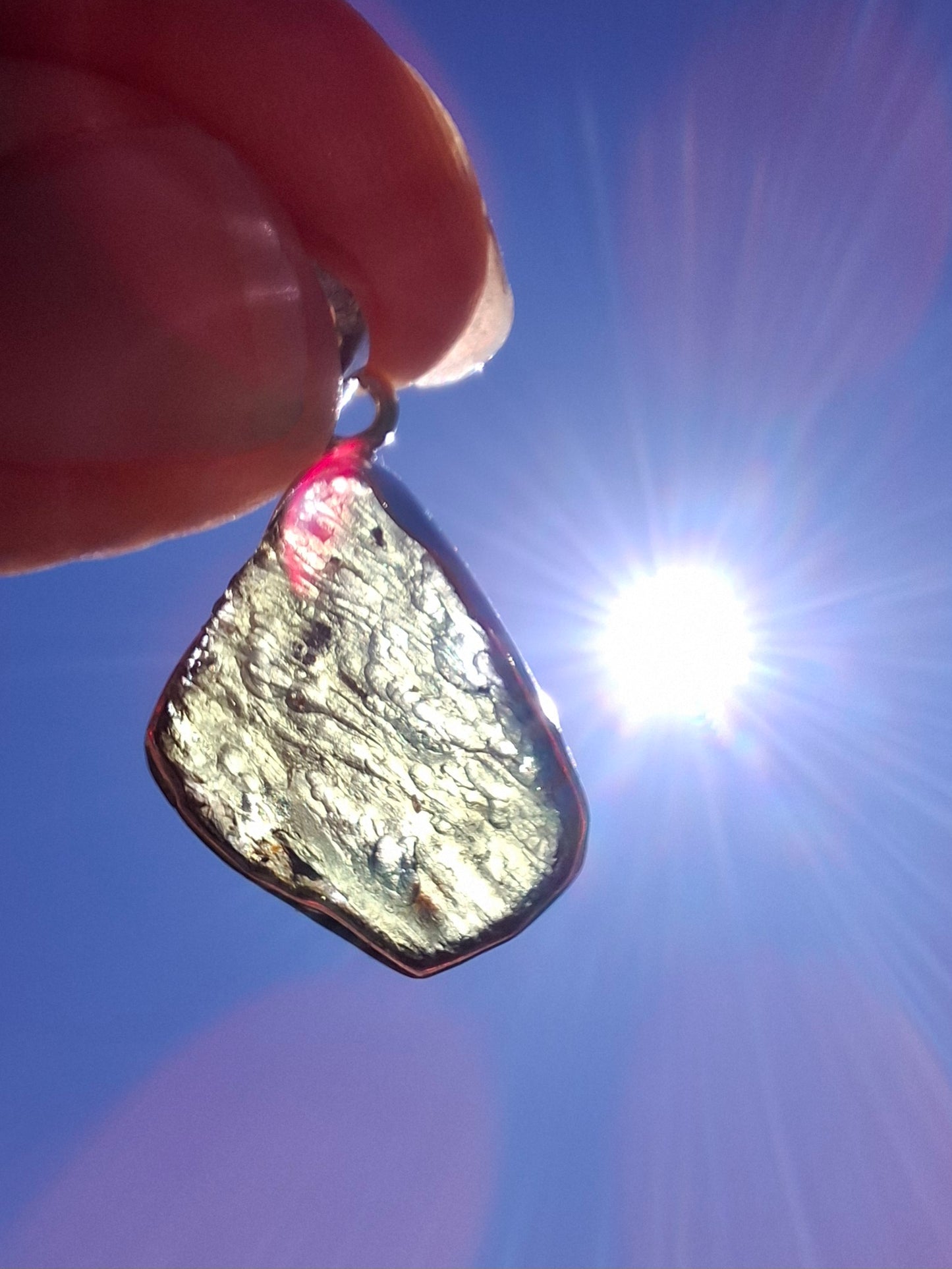 Moldavite Pendant, 925 Silver, Tektite (Ref: P429)
