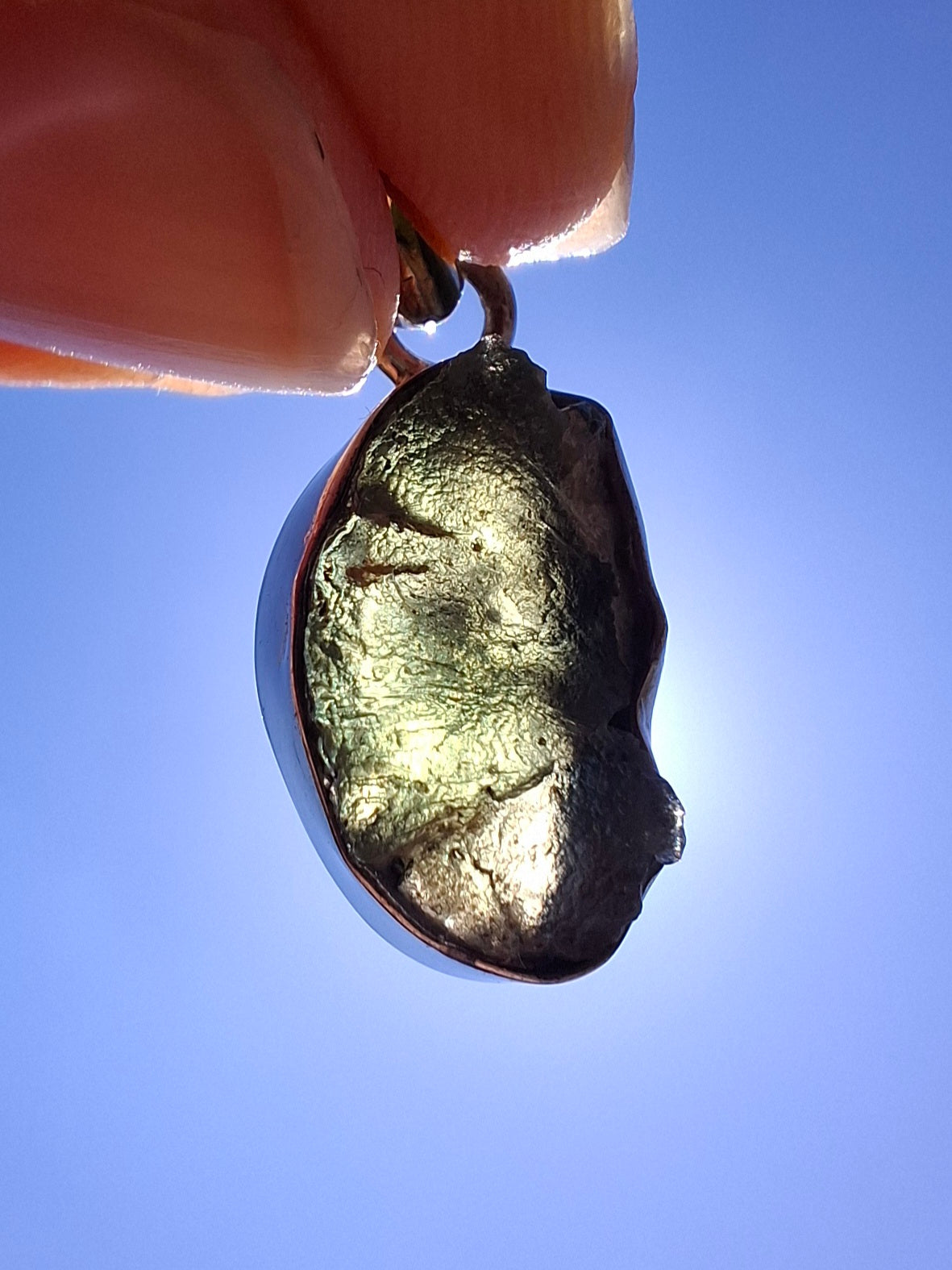 Moldavite PENDANT, 925 Silver, Tektite (Ref: P1)