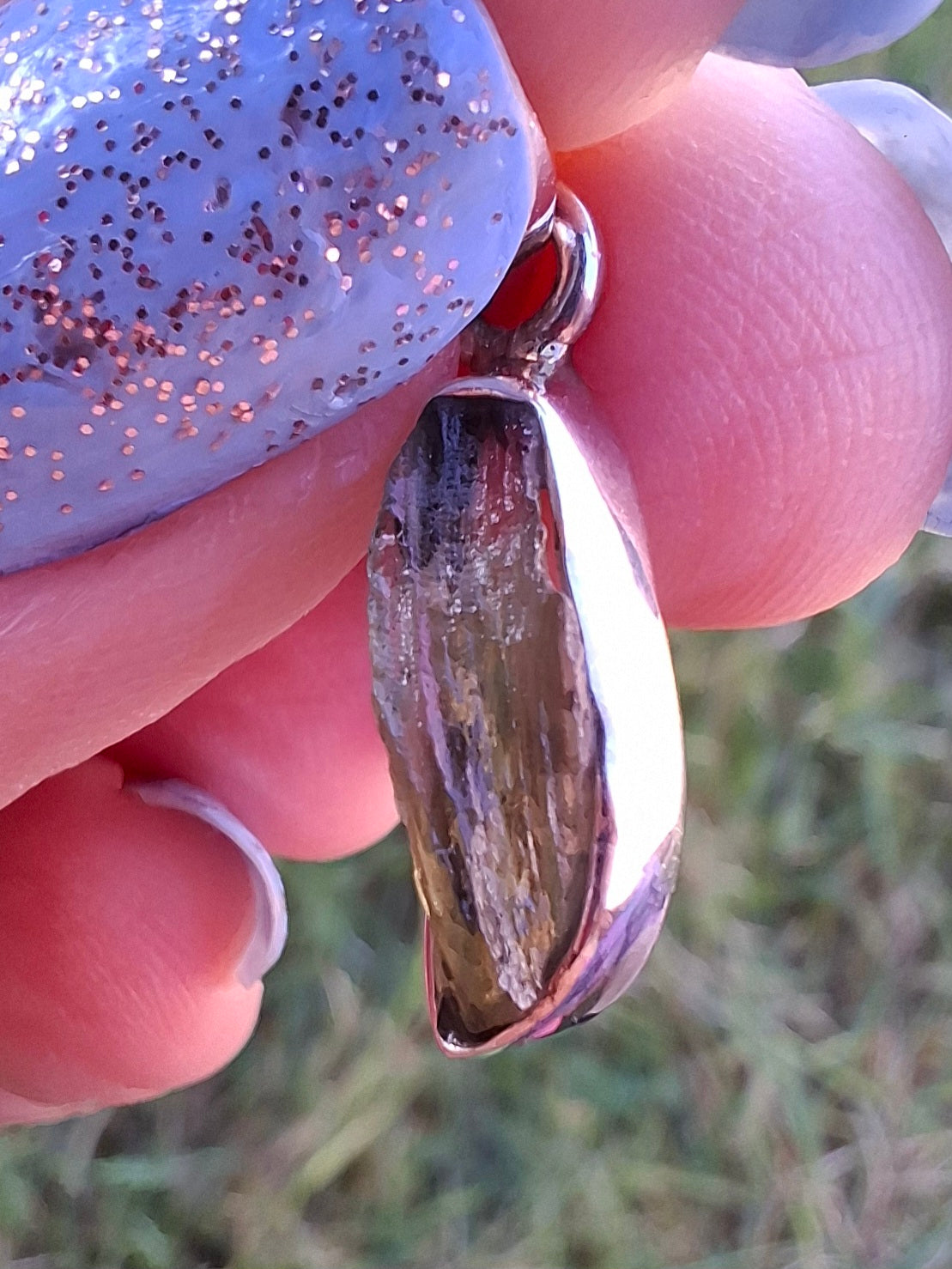 Moldavite Pendant, 925 Silver, Tektite (Ref: P82)