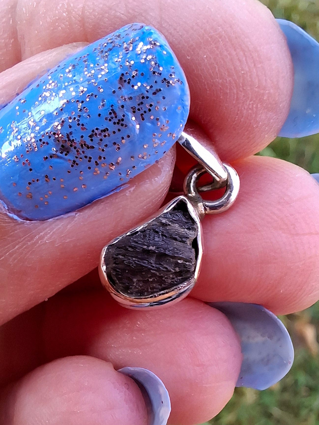 Moldavite Pendant, 925 Silver, Tektite (Ref: P35)