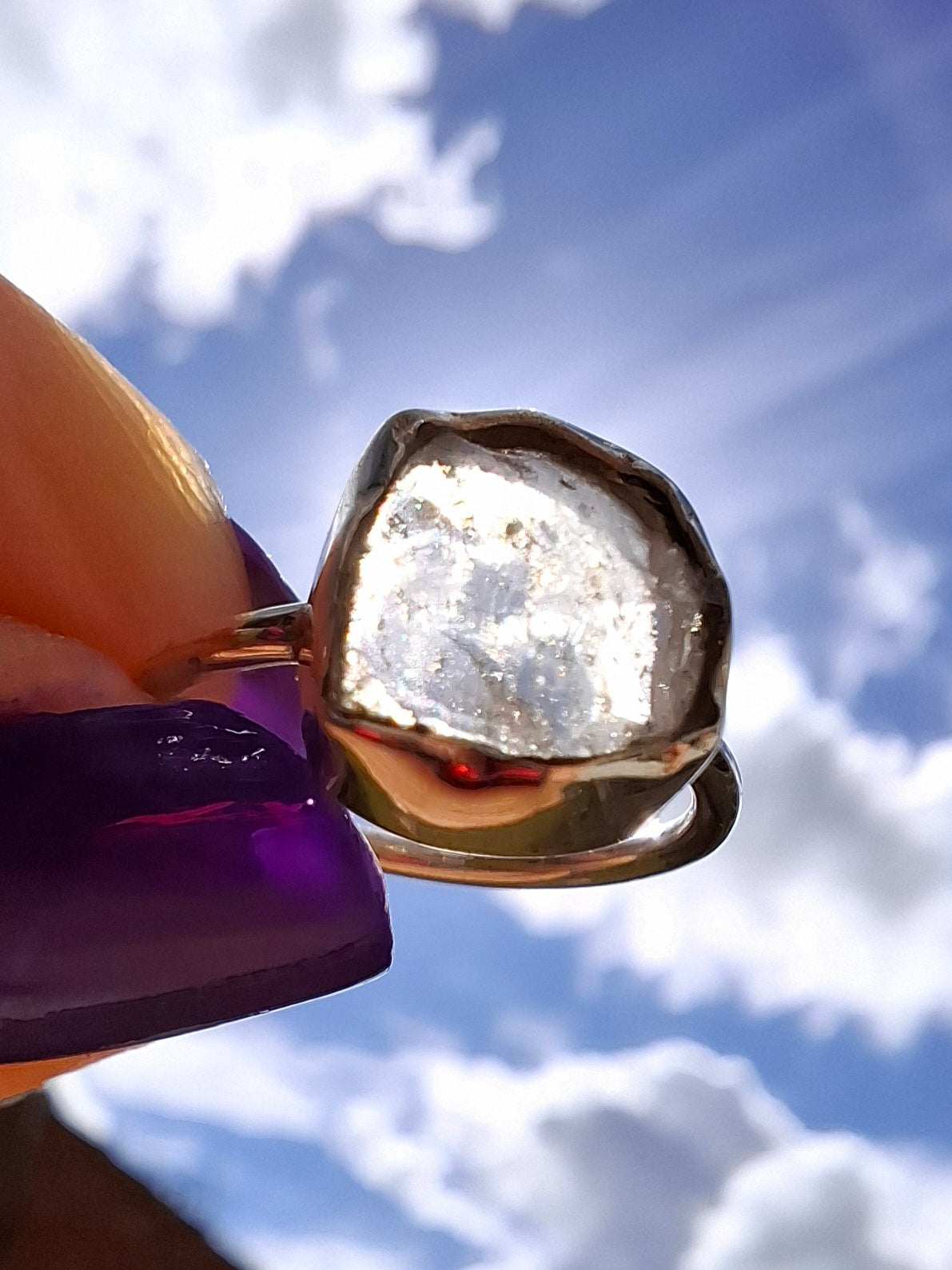Libyan Desert Glass Ring, size large G/small H, 925 Silver, Tektite (Ref: LR5)