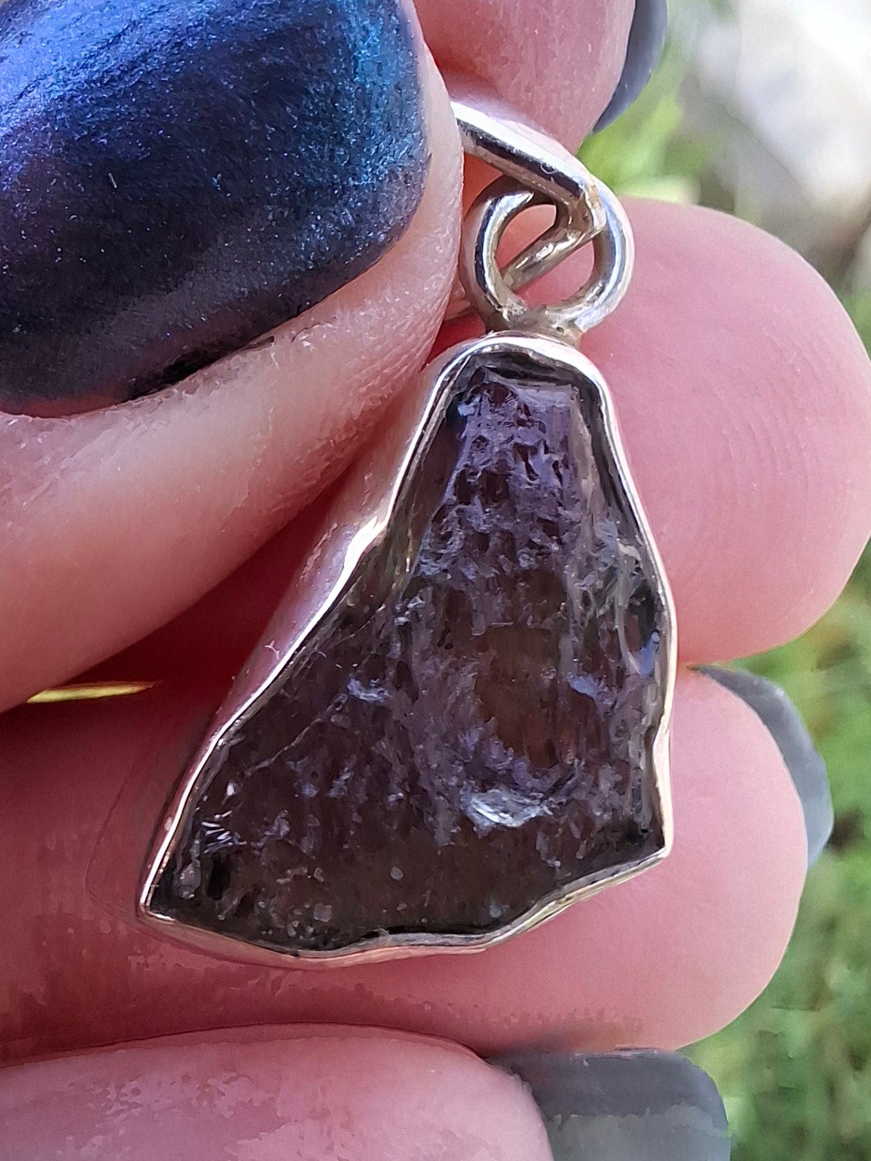 Moldavite Pendant, 925 Silver, Tektite (Ref: P14)