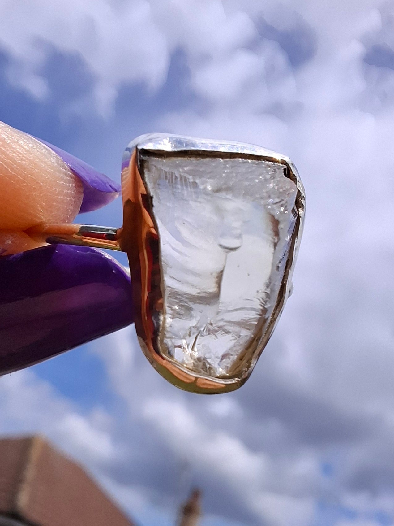 Libyan Desert Glass Ring, size large P, 925 Silver, Tektite (Ref: LR30)