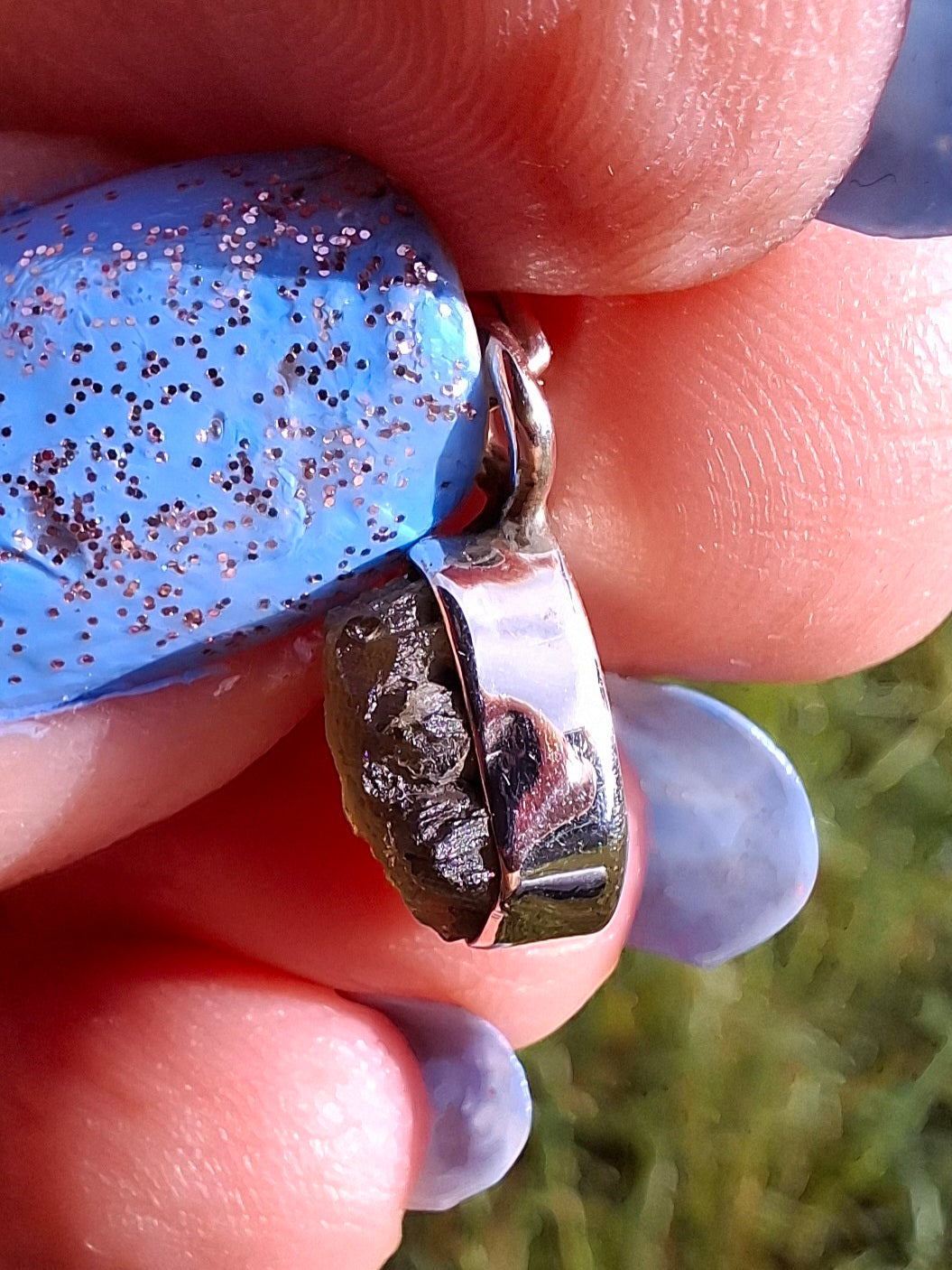 Moldavite Pendant, 925 Silver, Tektite (Ref: P58)