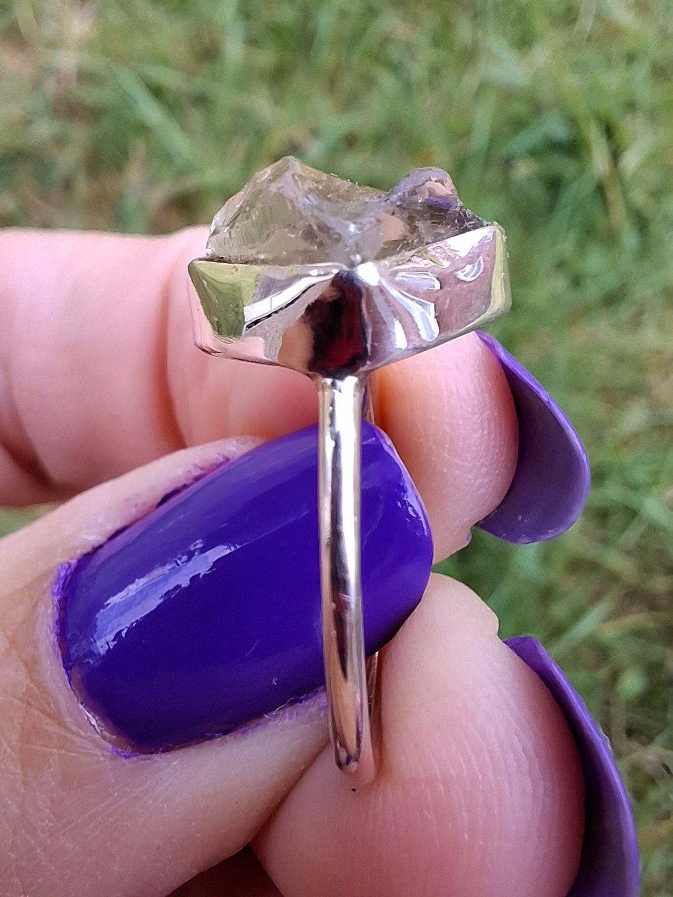 Libyan Desert Glass Ring, size large J/small K, 925 Silver, Tektite (Ref: LR10)