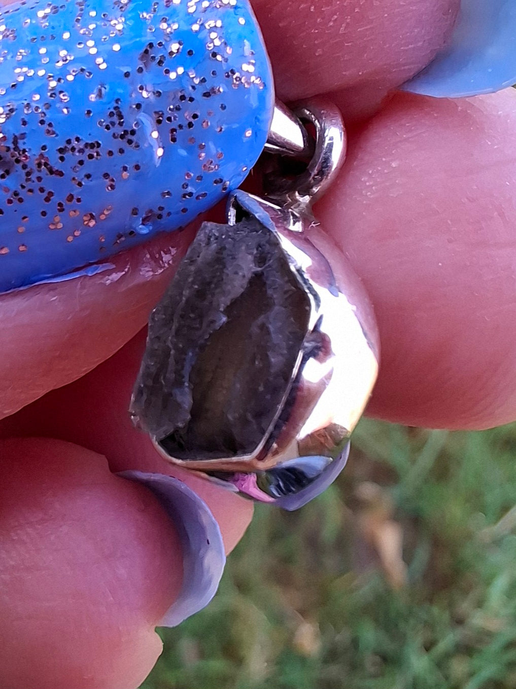 Moldavite Pendant, 925 Silver, Tektite (Ref: P47)