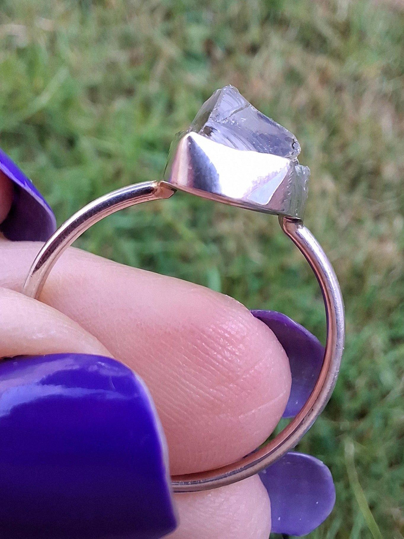 Libyan Desert Glass Ring, size W, 925 Silver, Tektite (Ref: LR61)
