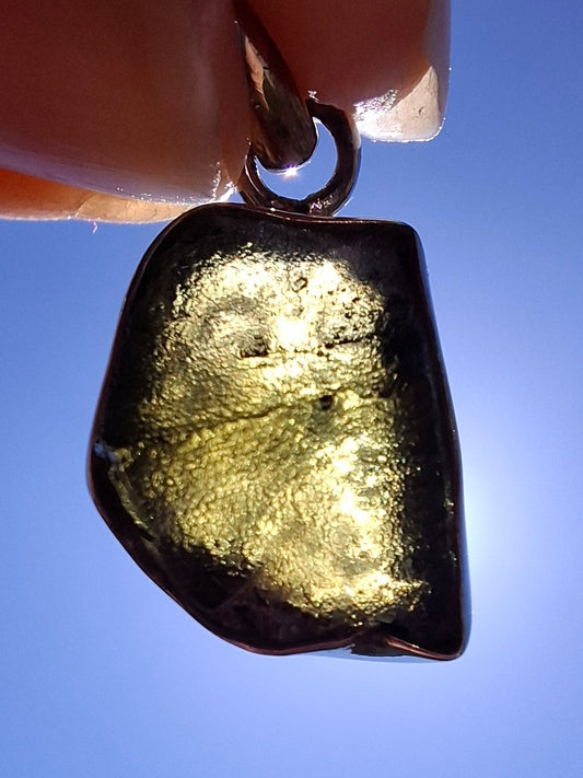 Moldavite Pendant, 925 Silver, Tektite (Ref: P2)