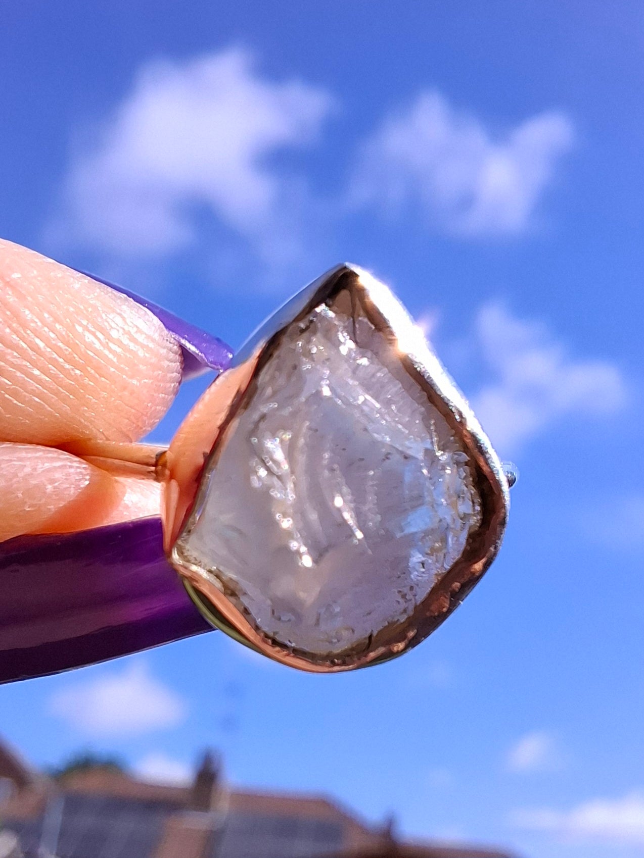 Libyan Desert Glass Ring, size large S/small T, 925 Silver, Tektite (Ref: LR47)