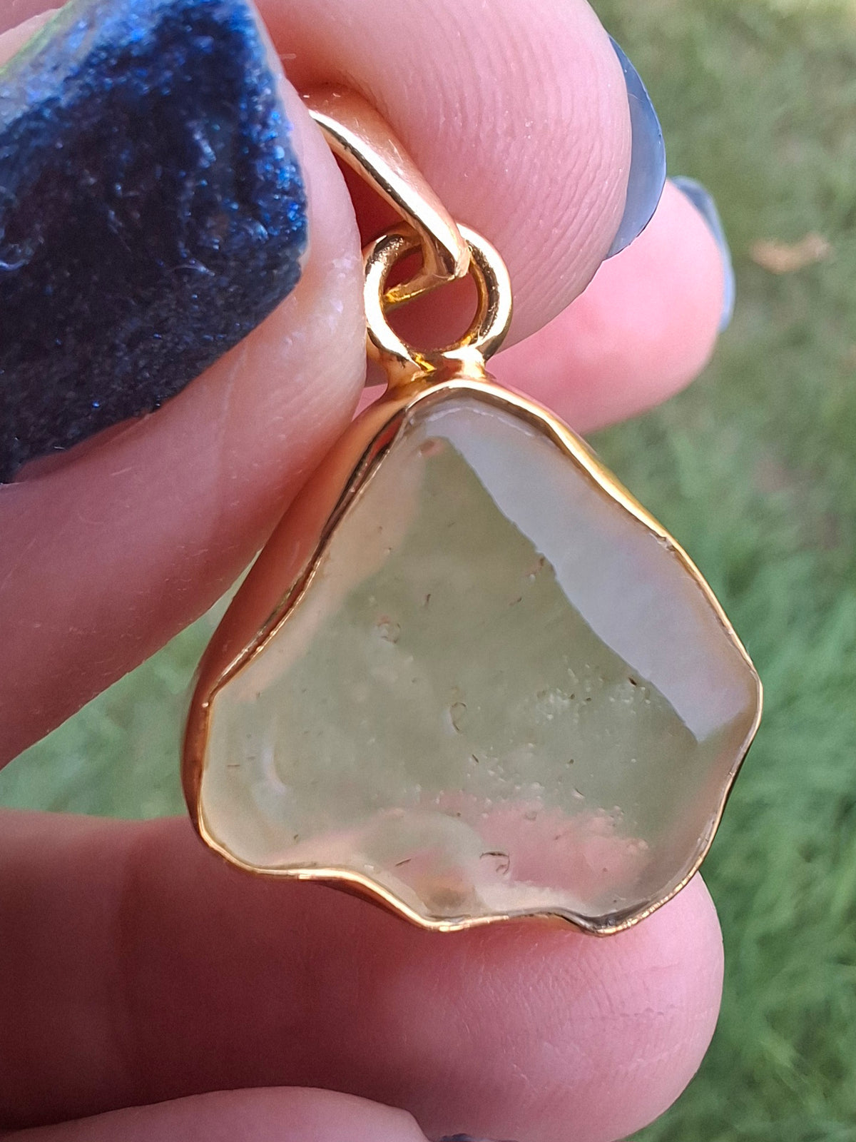Libyan Desert Glass Pendant, 14K GOLD Plated, Tektite (Ref: LP125)