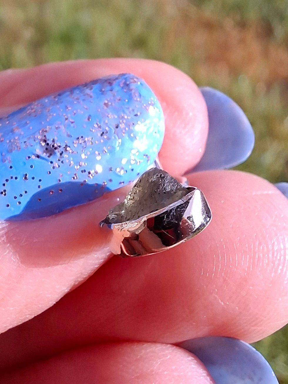 Moldavite Pendant, 925 Silver, Tektite (Ref: P38)