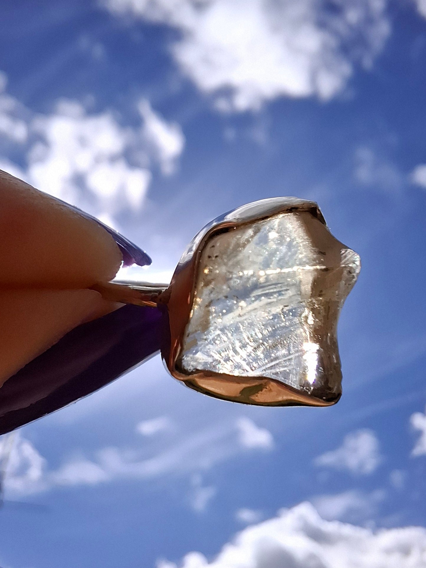 Libyan Desert Glass Ring, size P, 925 Silver, Tektite (Ref: LR26)