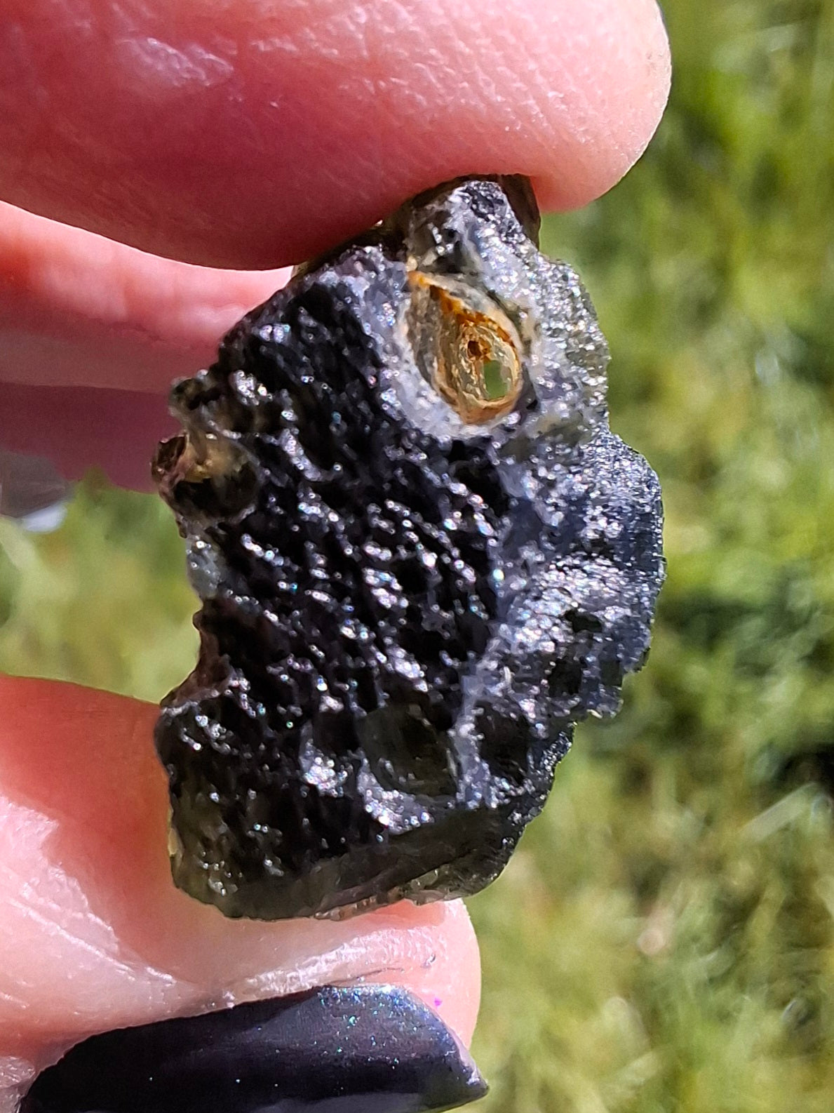 Moldavite Piece, NESMEN, 6.92g, Tektite (Ref: 1375)
