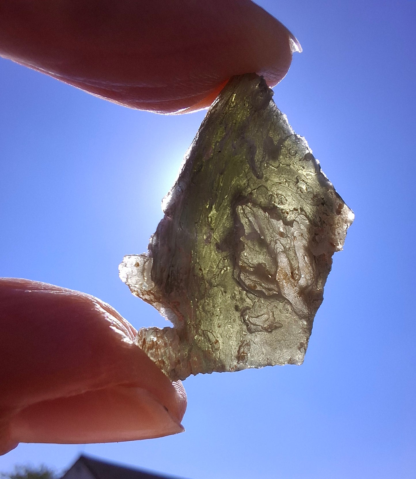 Moldavite Piece, SNOWFLAKE, FROSTED, BARTOCHOV, 3.47g, Tektite (Ref: 1368)